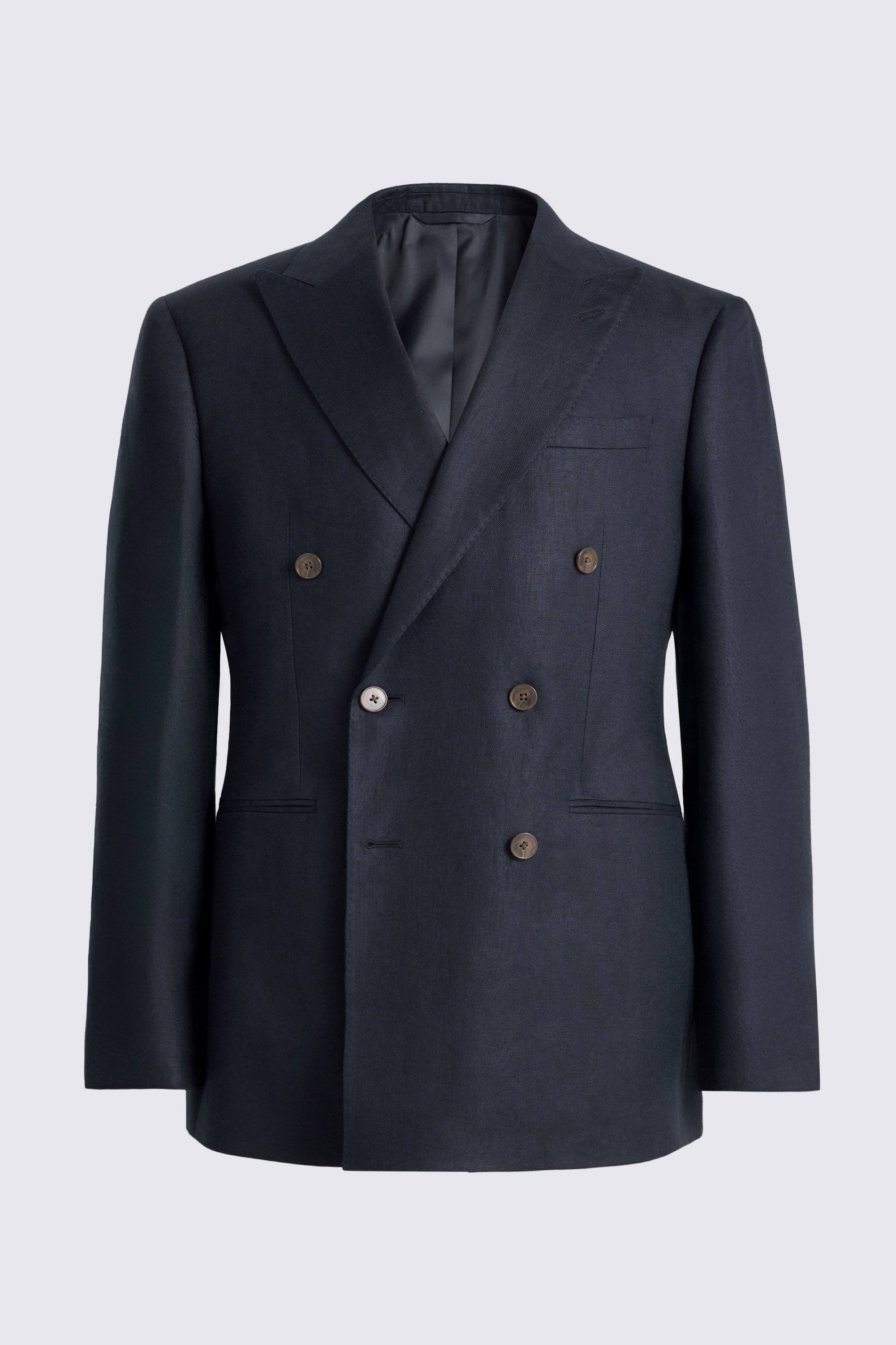 Tailored Fit Navy Twill Linen Suit