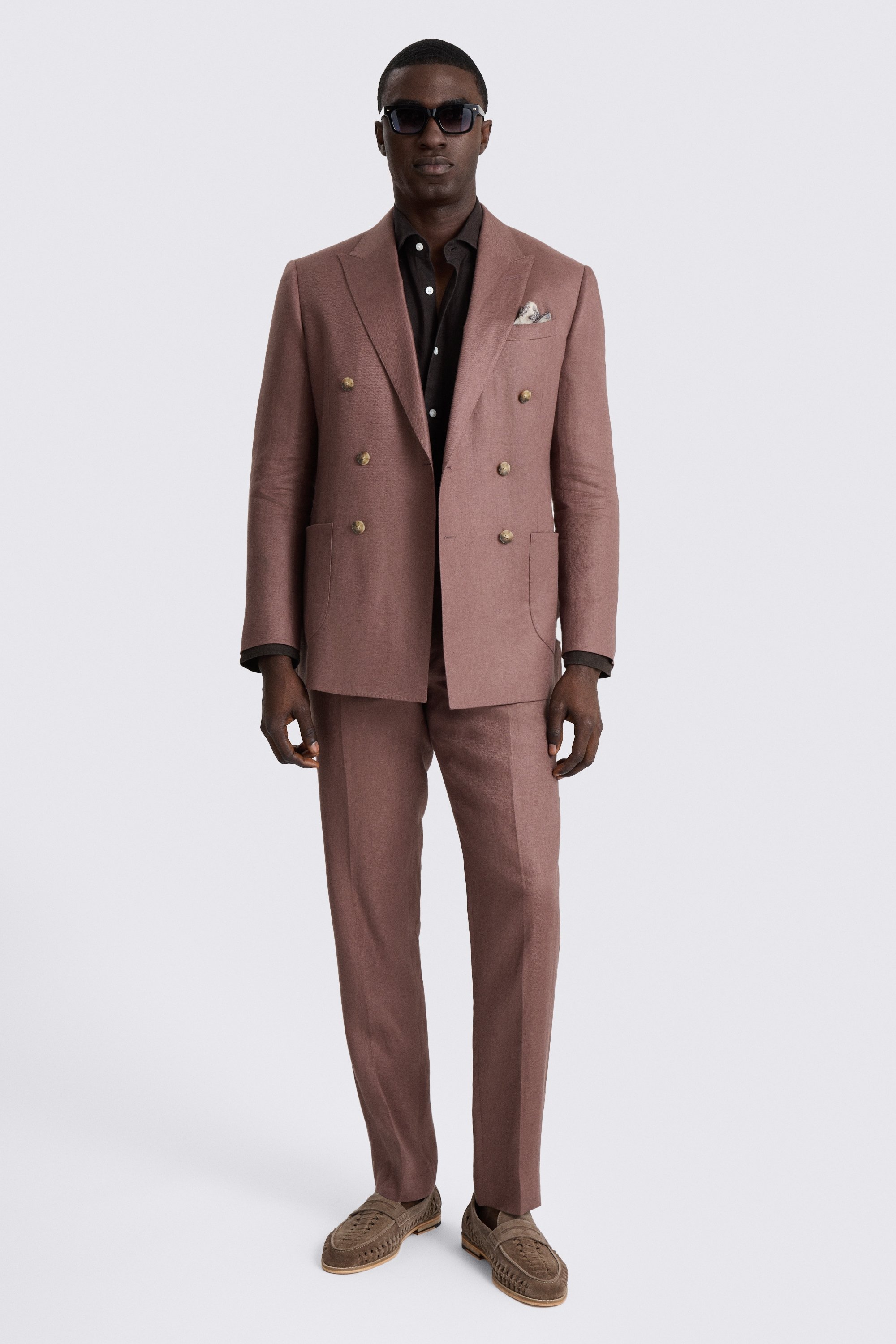 Slim Fit Mauve Twill Linen Suit