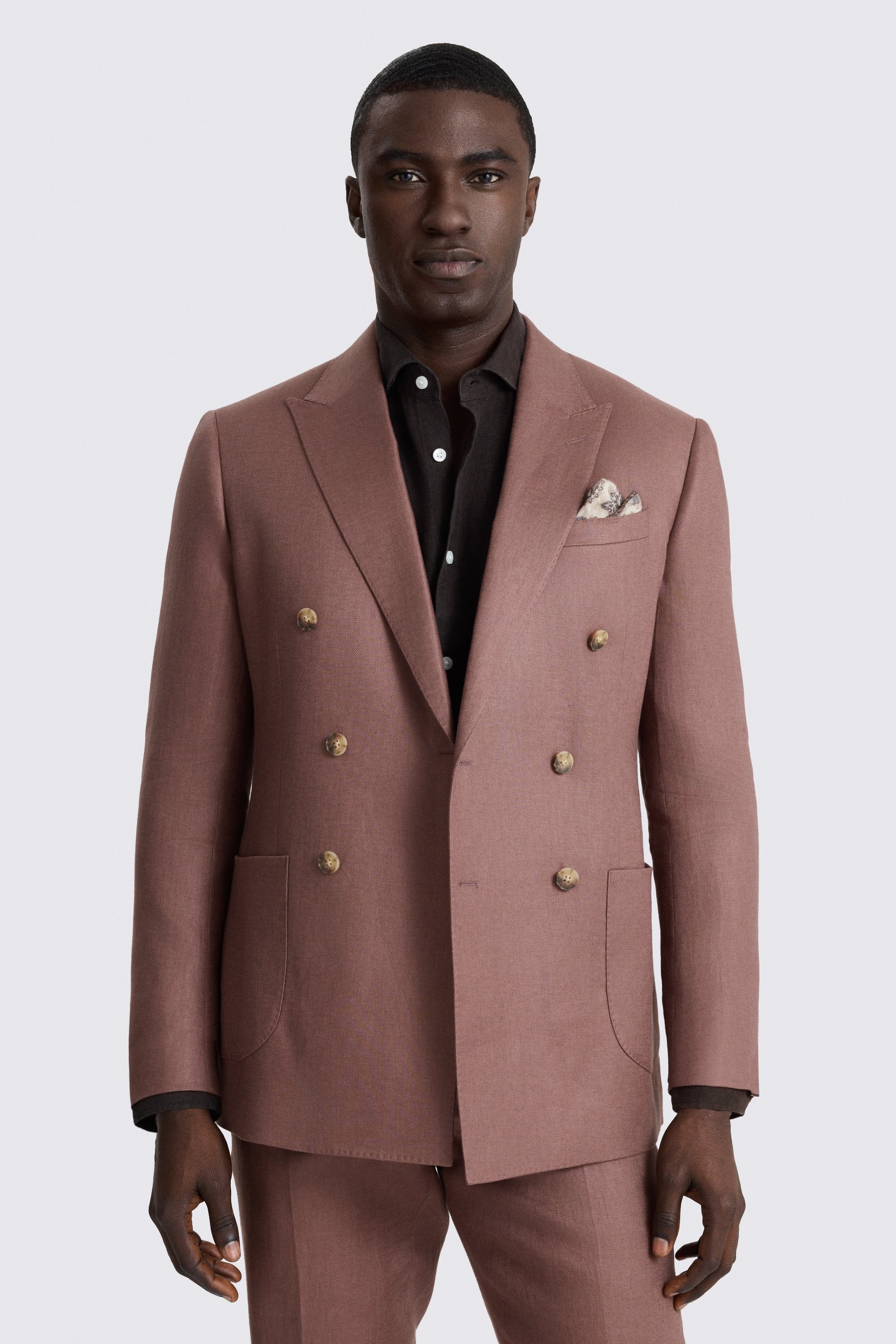 Slim Fit Mauve Twill Linen Suit
