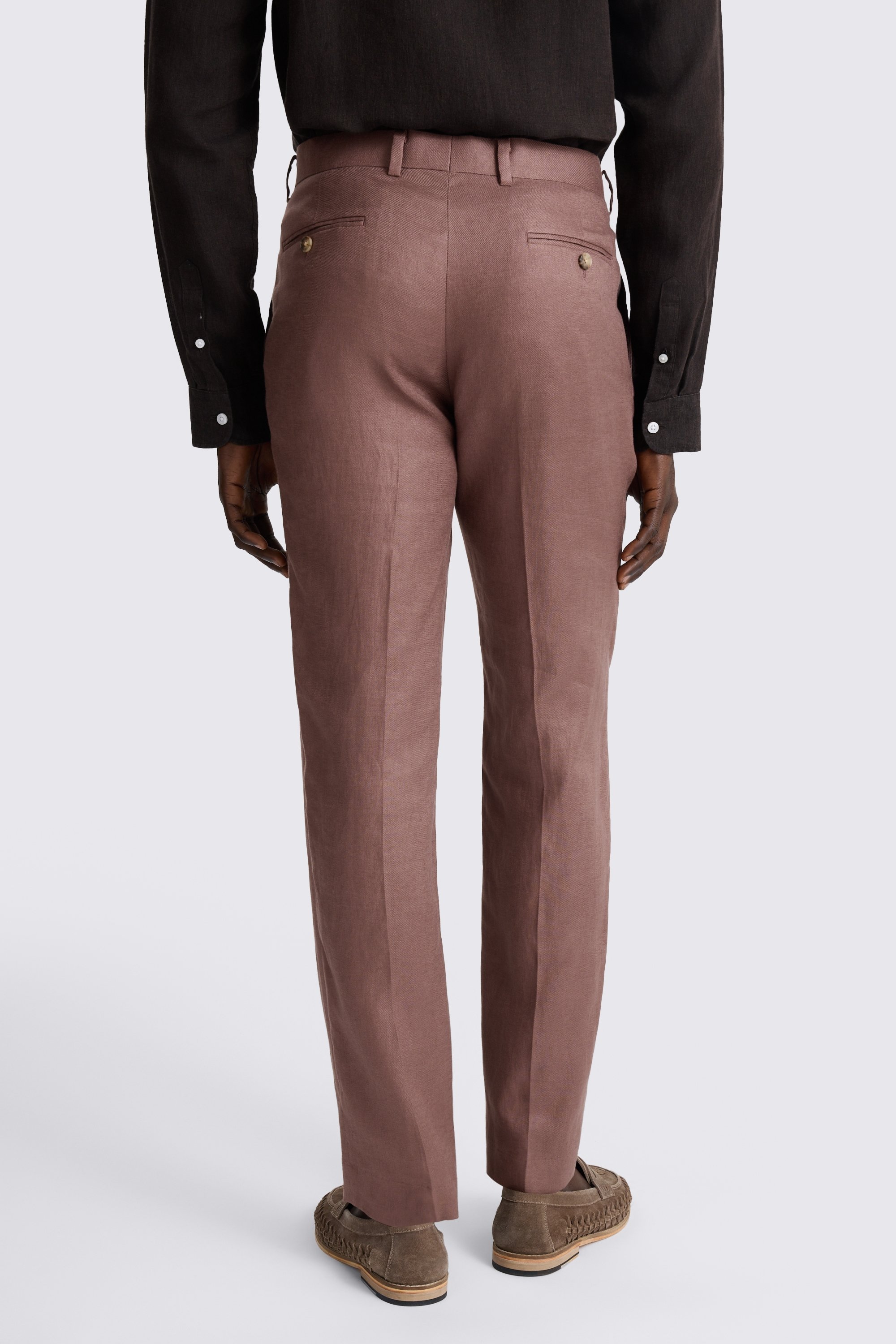 Slim Fit Mauve Twill Linen Trouser