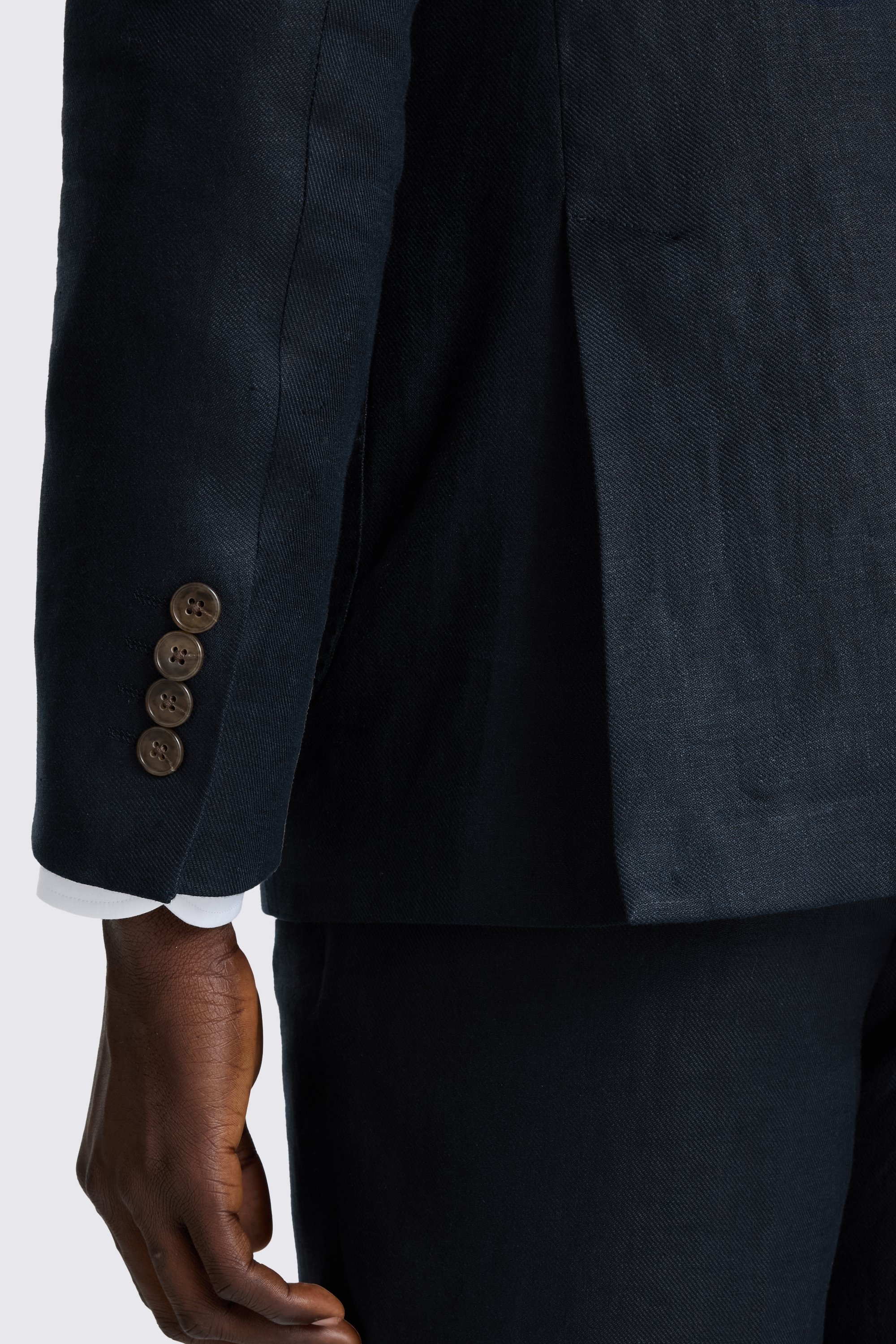 Slim Fit Navy Twill Linen Suit