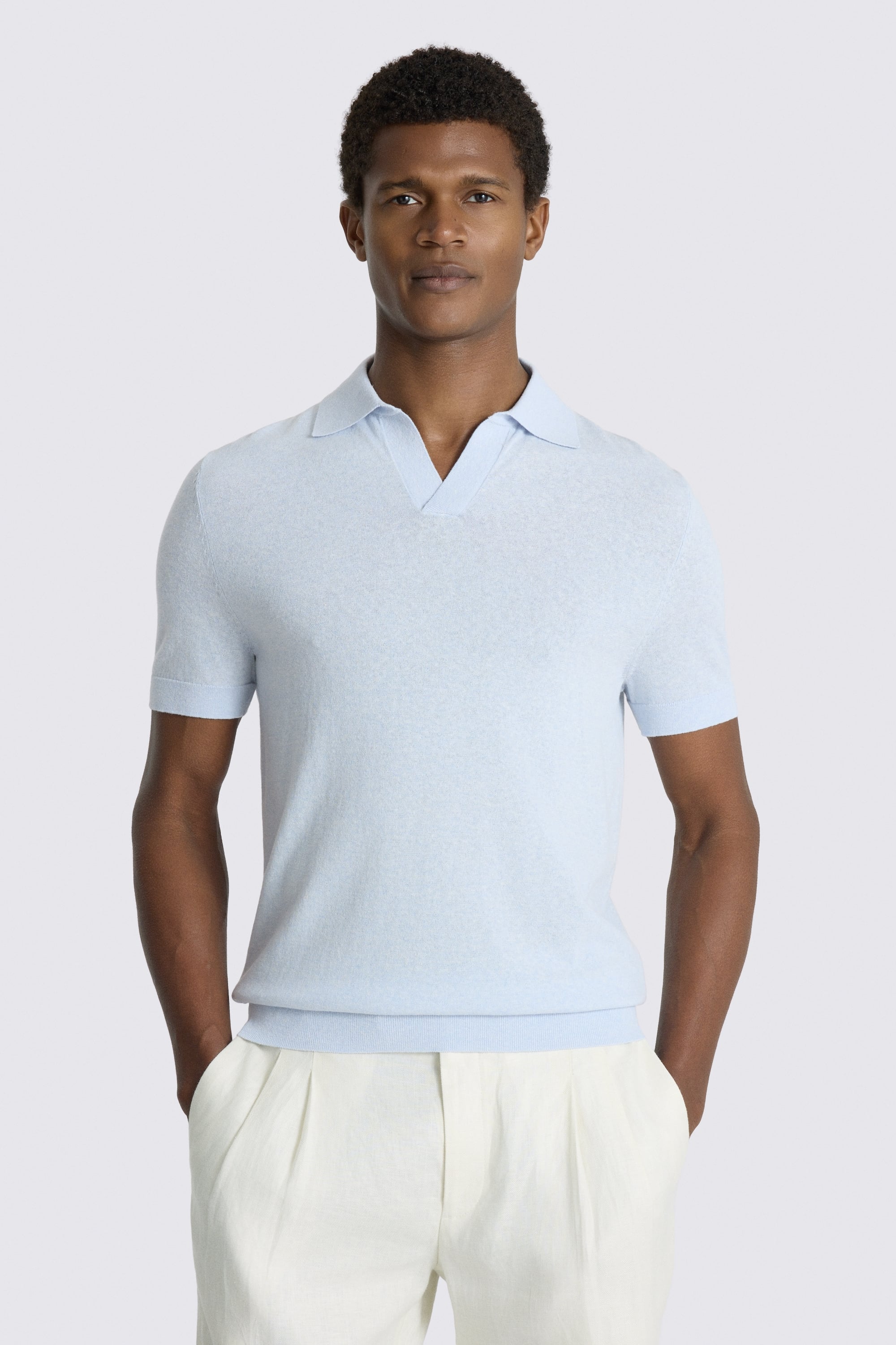 Linen Blend Light Blue Skipper