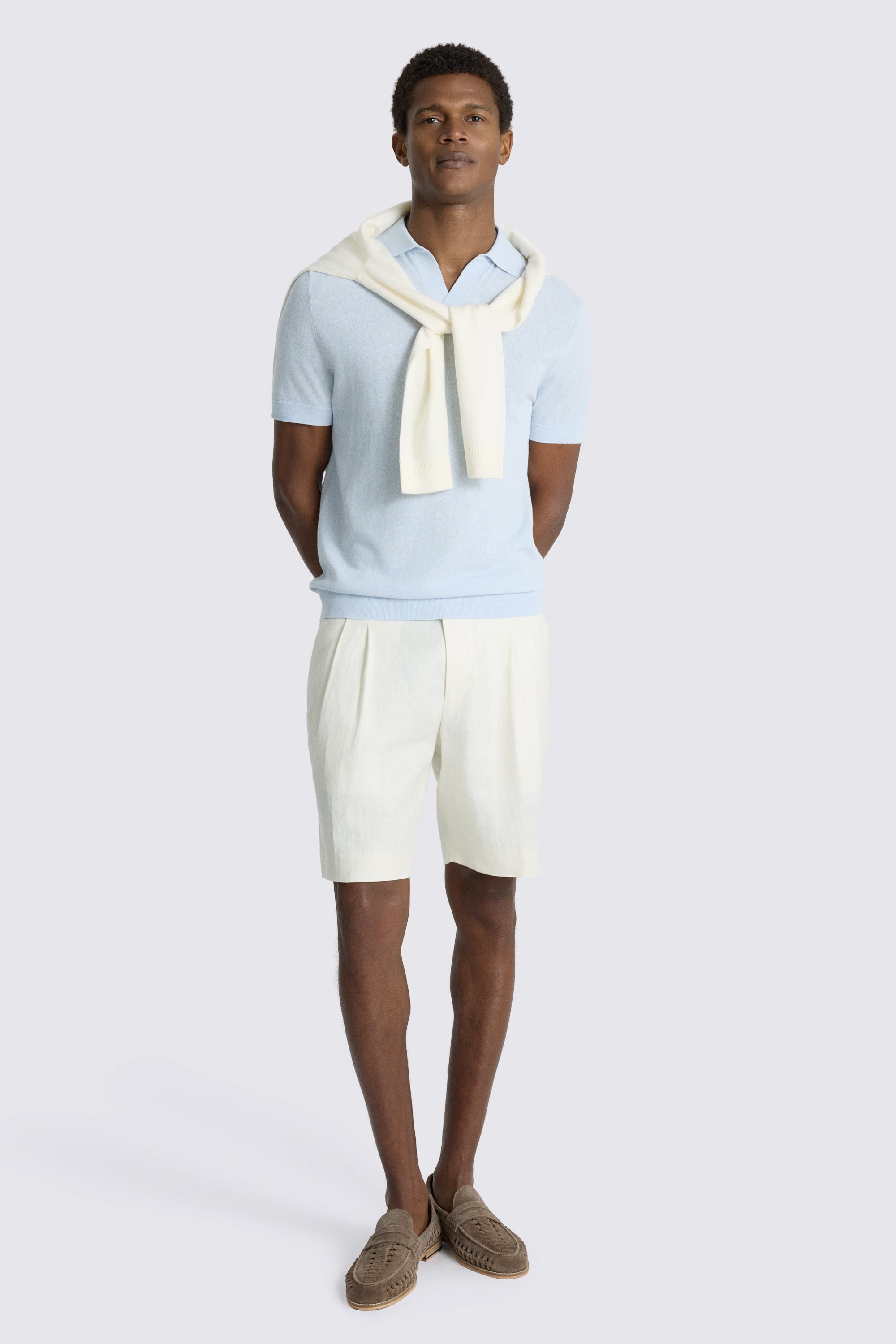 Linen Blend Light Blue Skipper