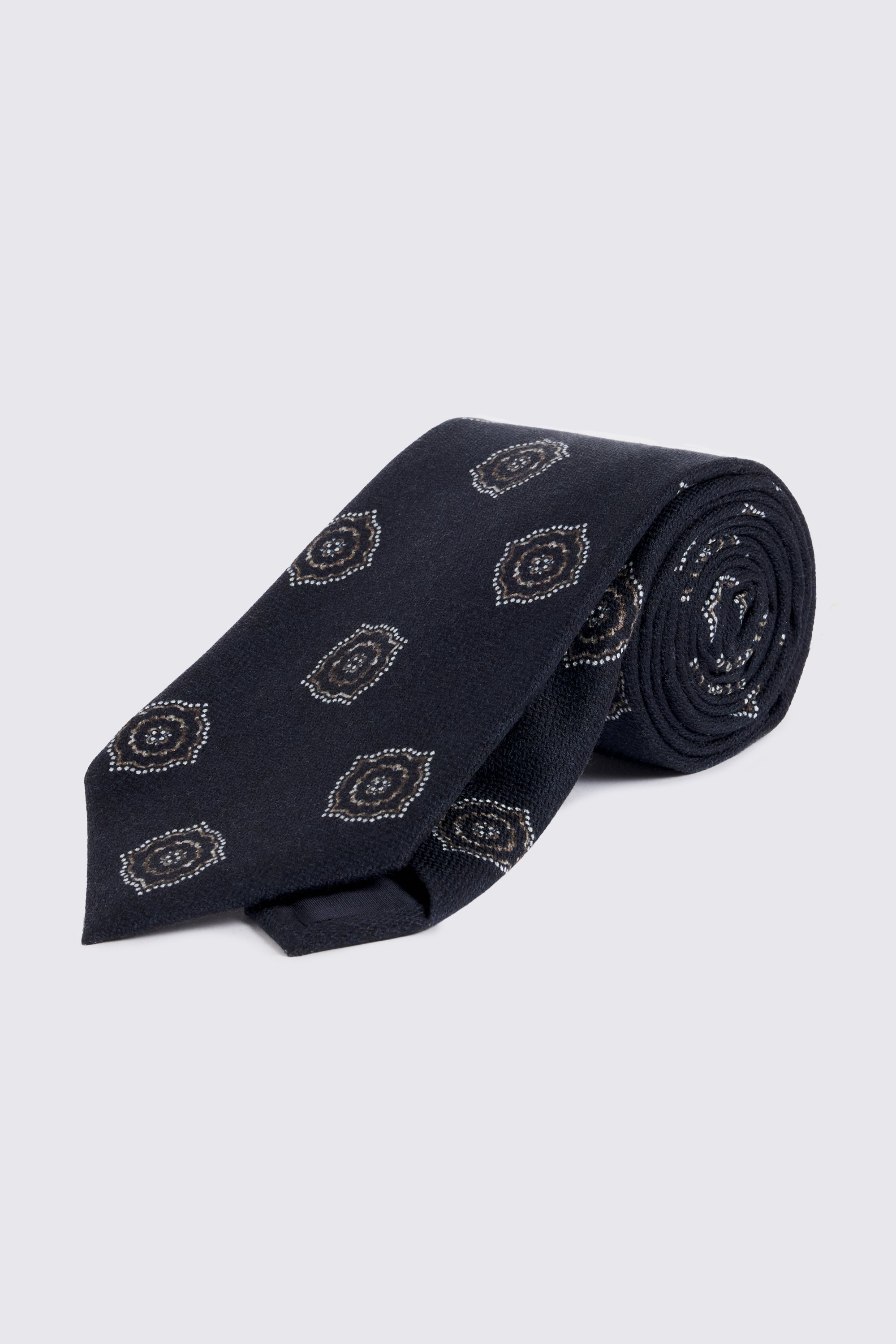Bottinelli Dark Navy Silk Medallion Tie