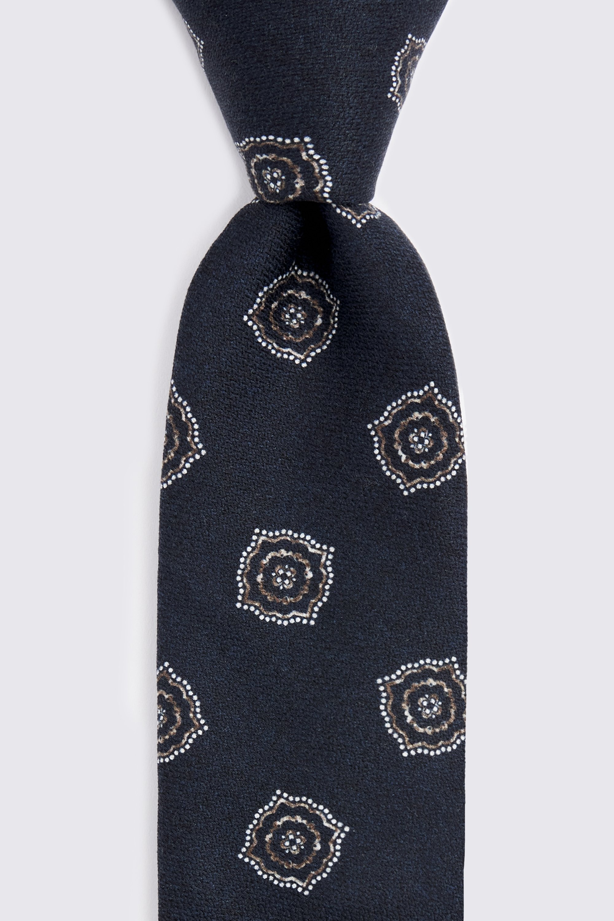 Bottinelli Dark Navy Silk Medallion Tie