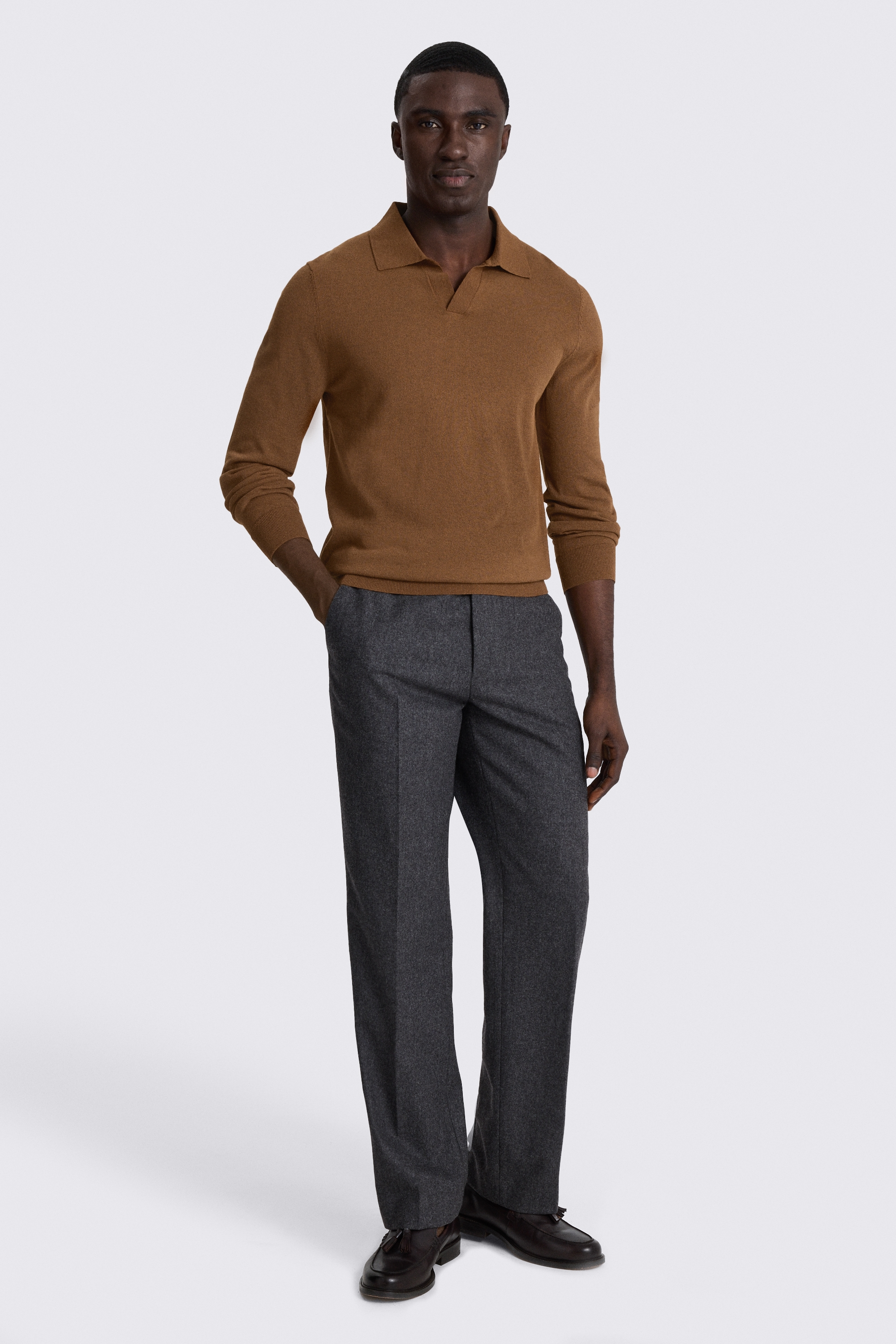 Long Sleeve Linen Blend Chestnut Skipper