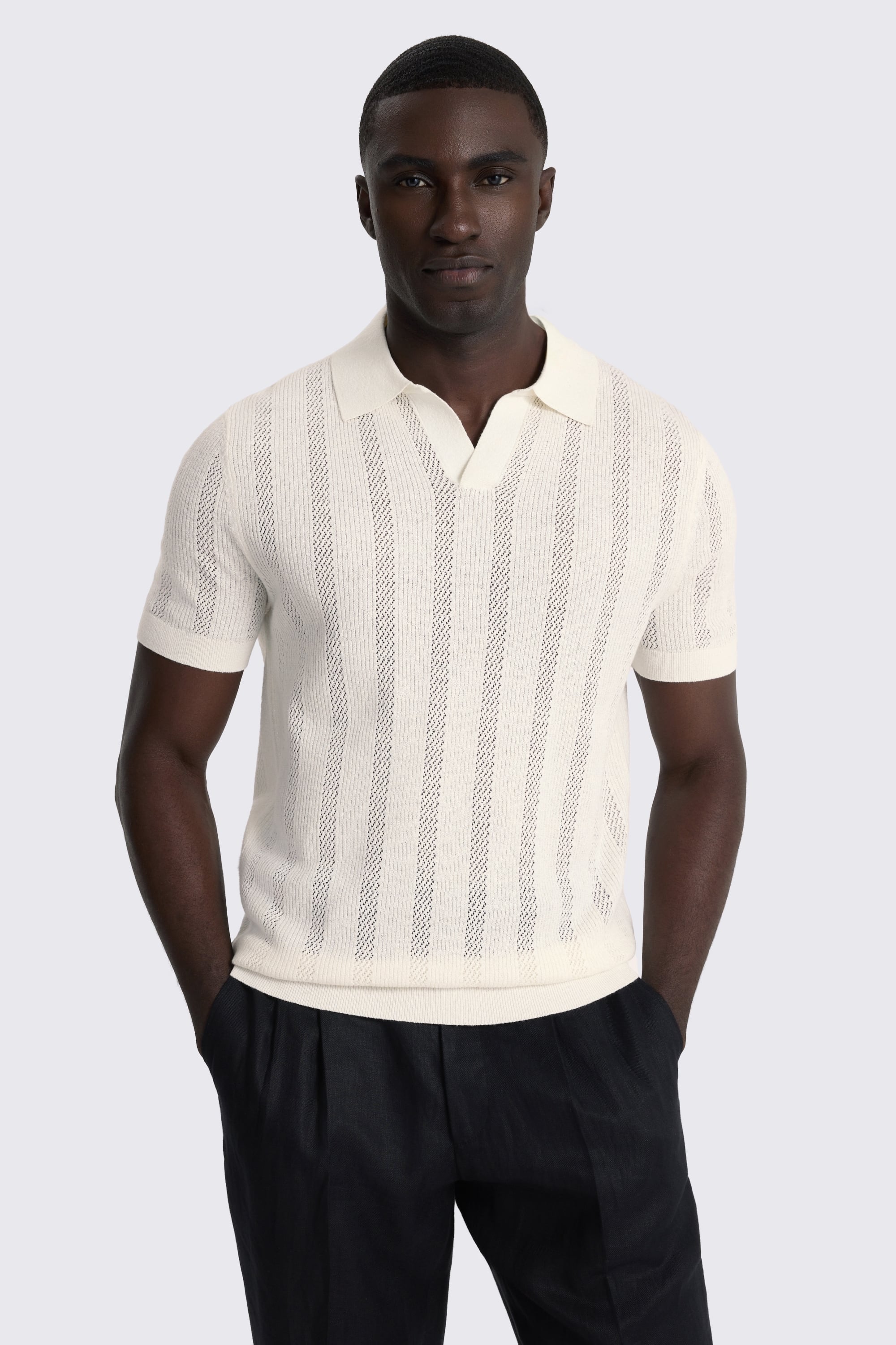 Off-White Pointelle Linen-Blend Skipper Polo Shirt