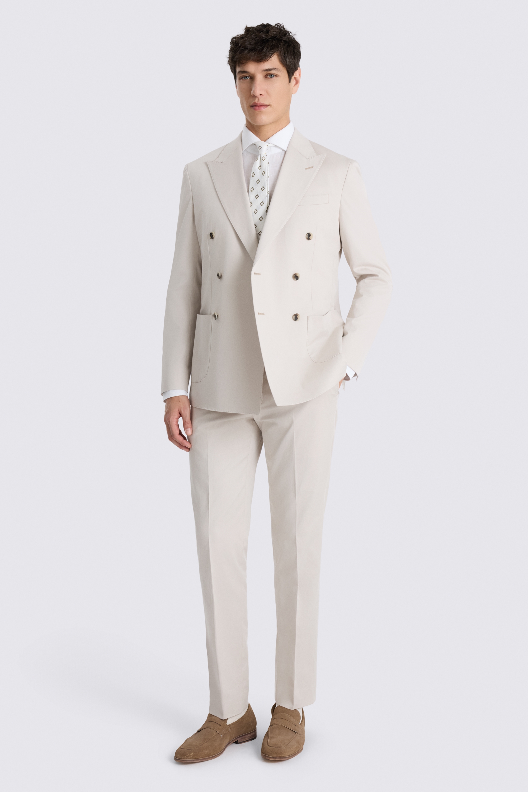 Italian Tailored Fit Neutral Cotton Suit Jacket