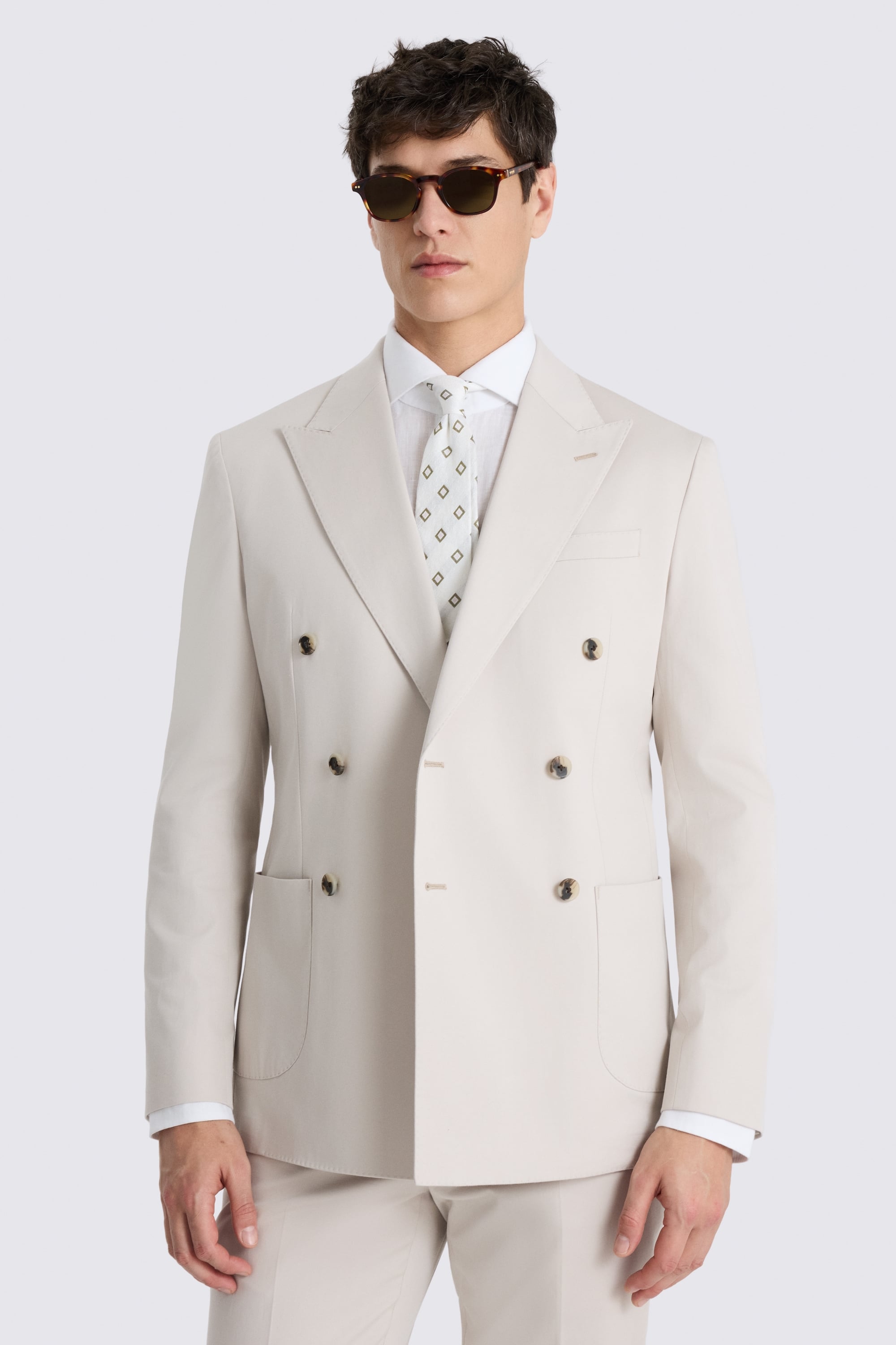 Italian Tailored Fit Neutral Cotton Suit Jacket