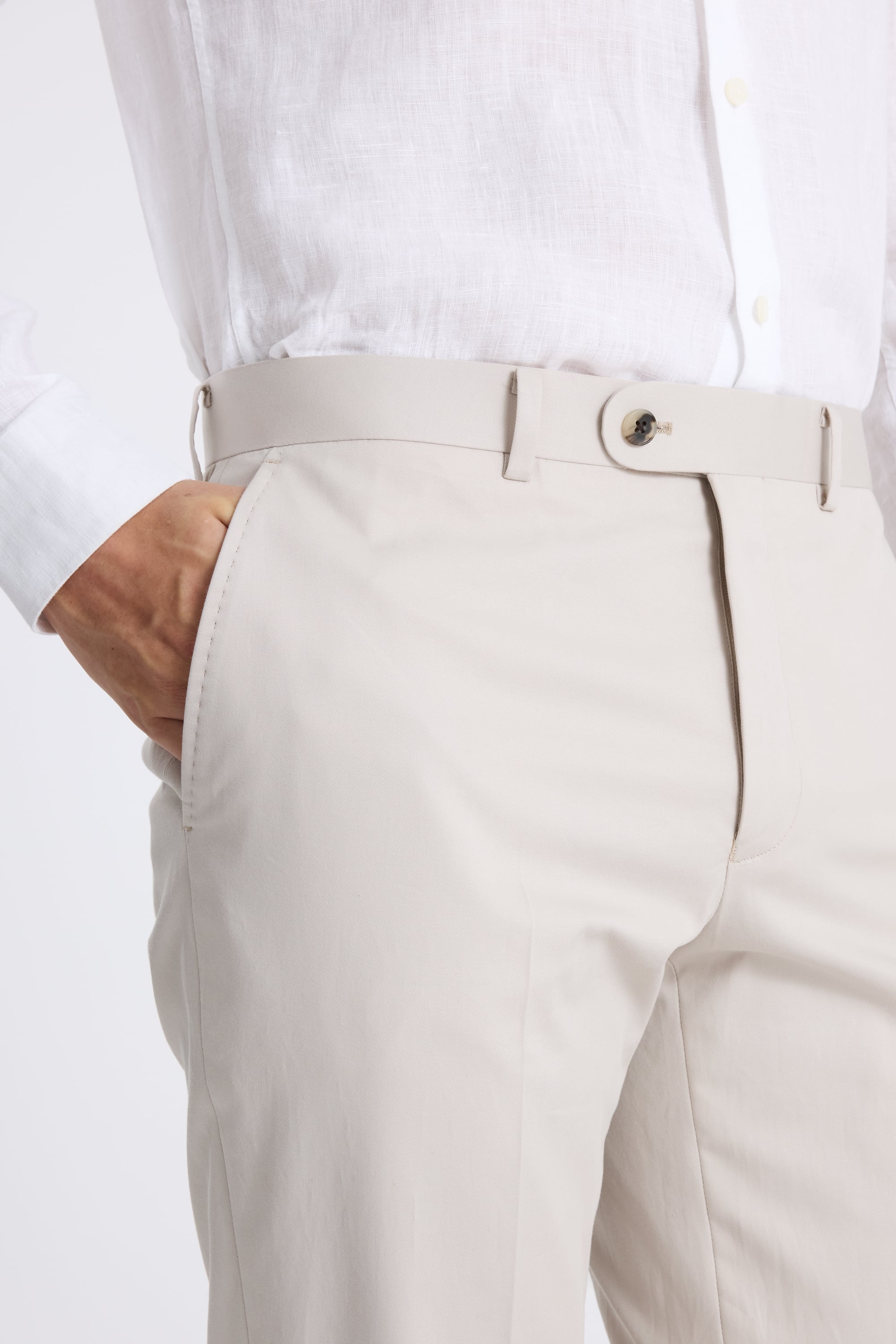 Tailored Fit Neutral Cotton Trouser 