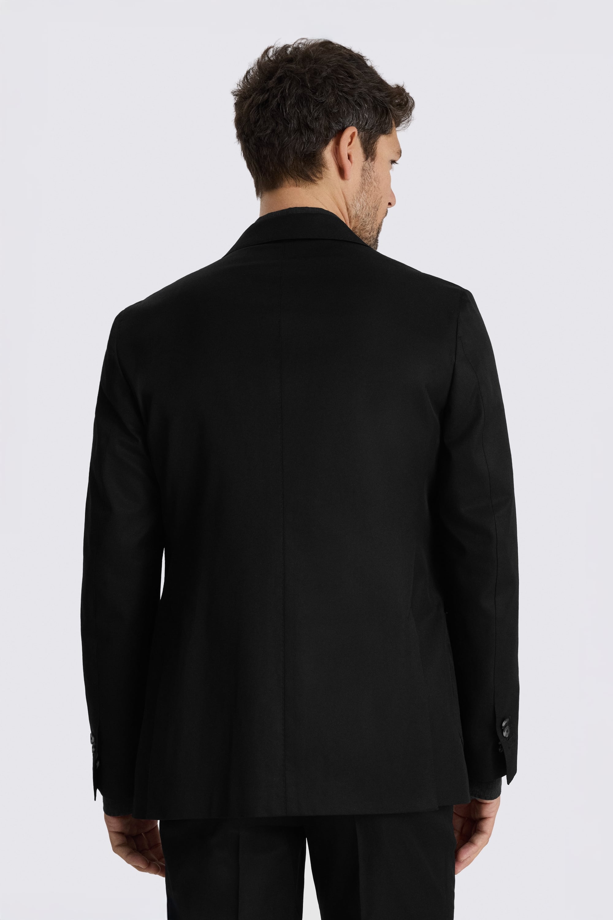 Italian Tailored Fit Black Cotton Suit Jacket