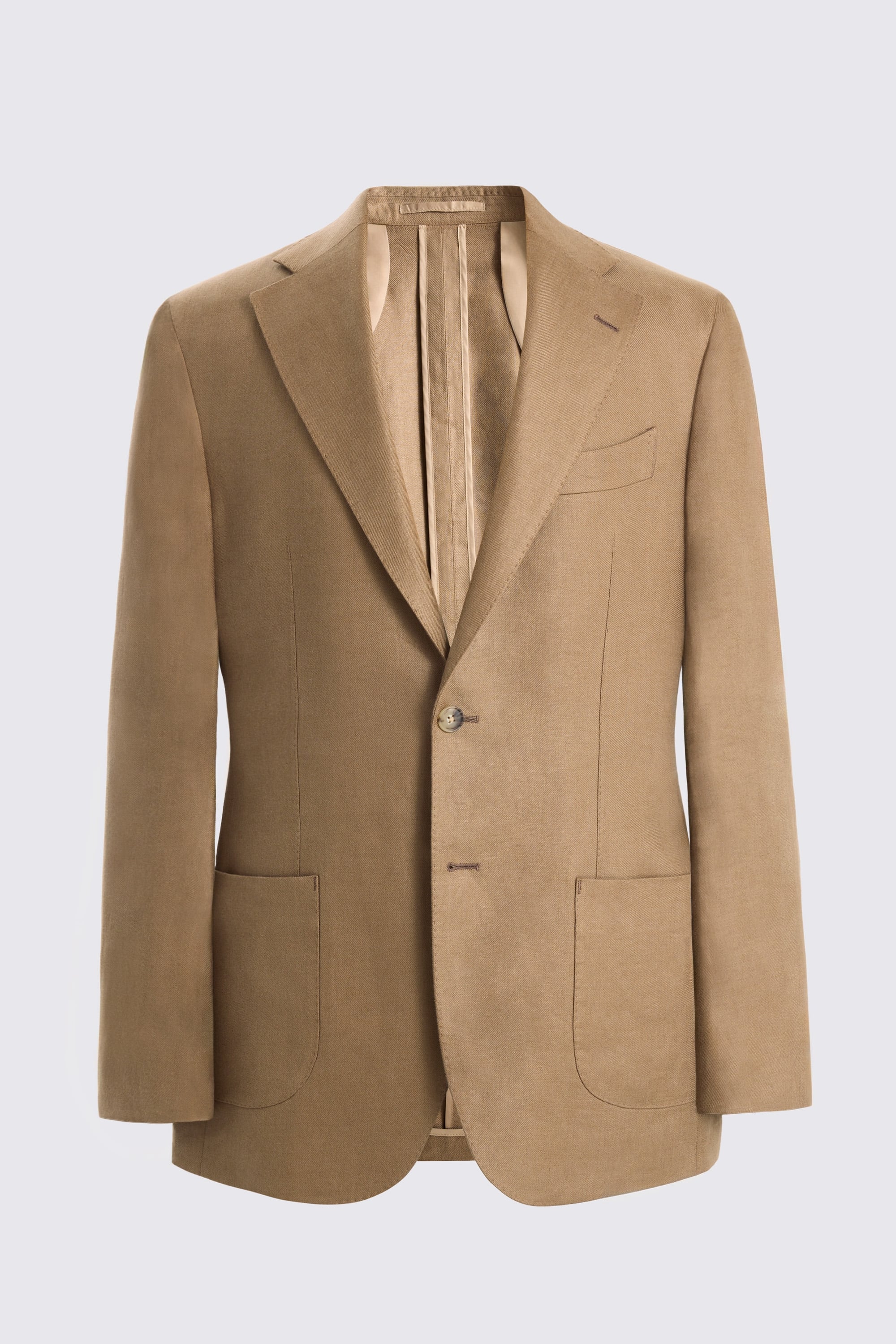 Italian Tailored Fit Chestnut Twill Linen Suit Jacket