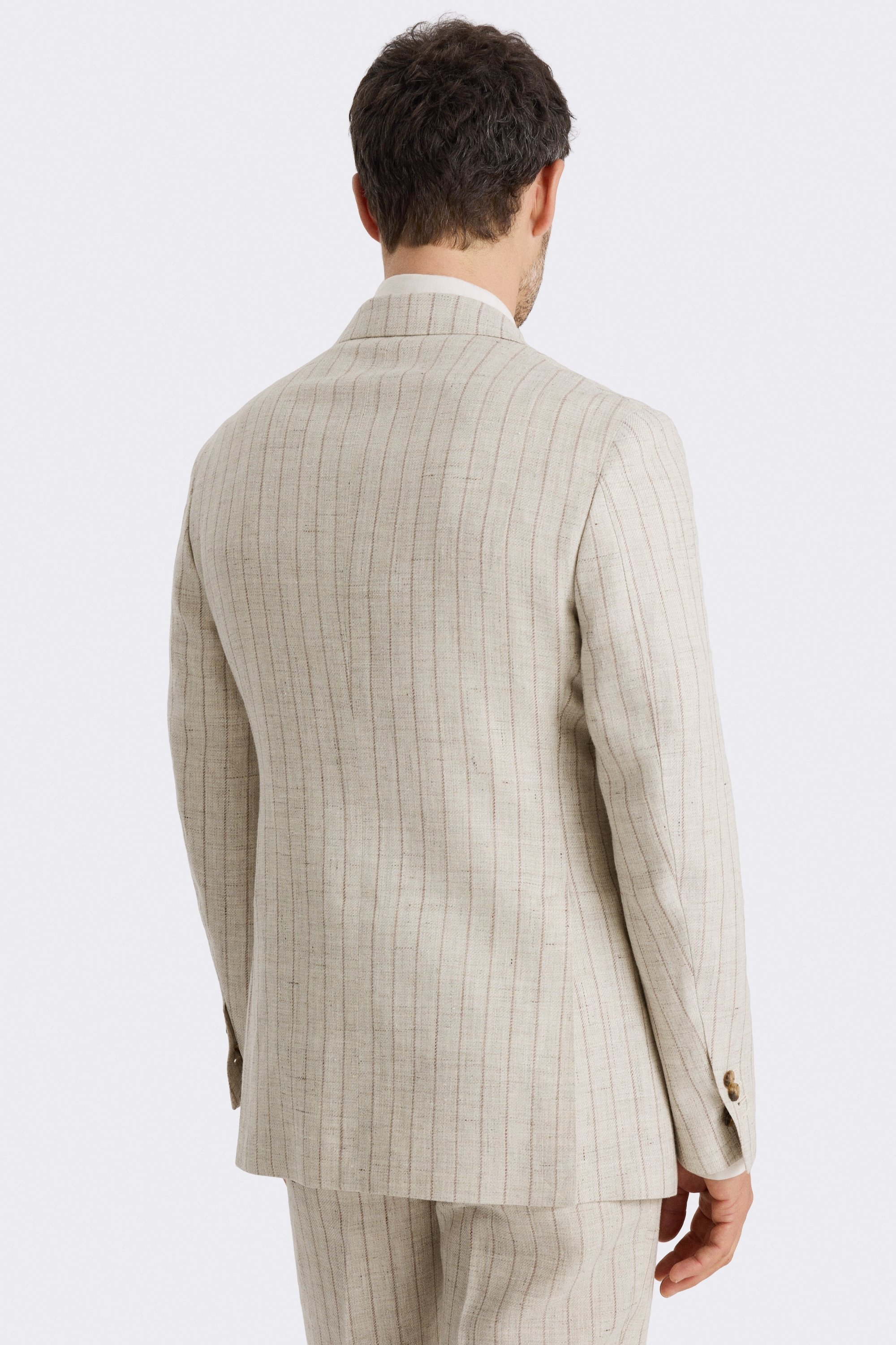 Italian Tailored Fit Neutral Stripe Suit Jacket