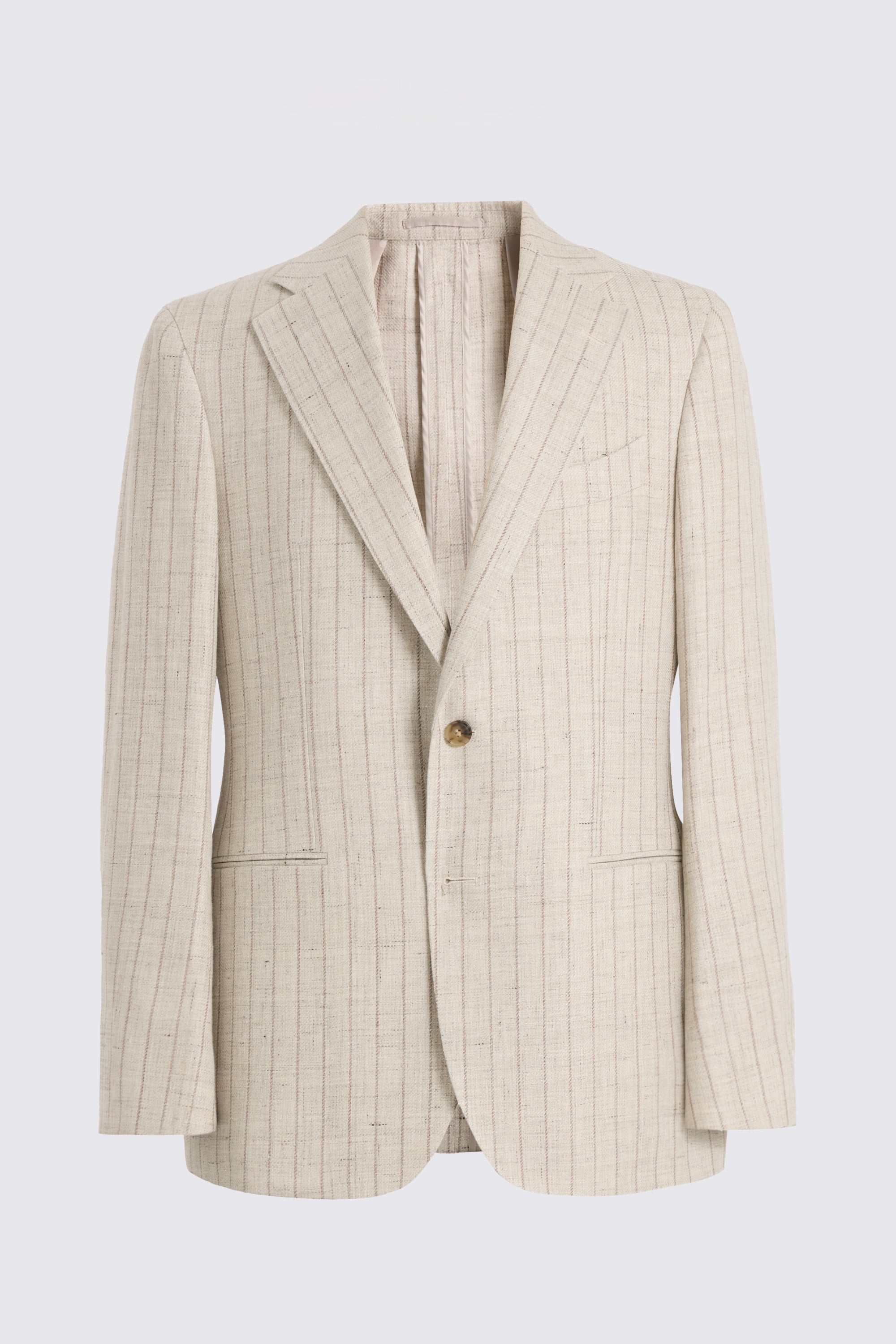 Italian Tailored Fit Neutral Stripe Suit Jacket