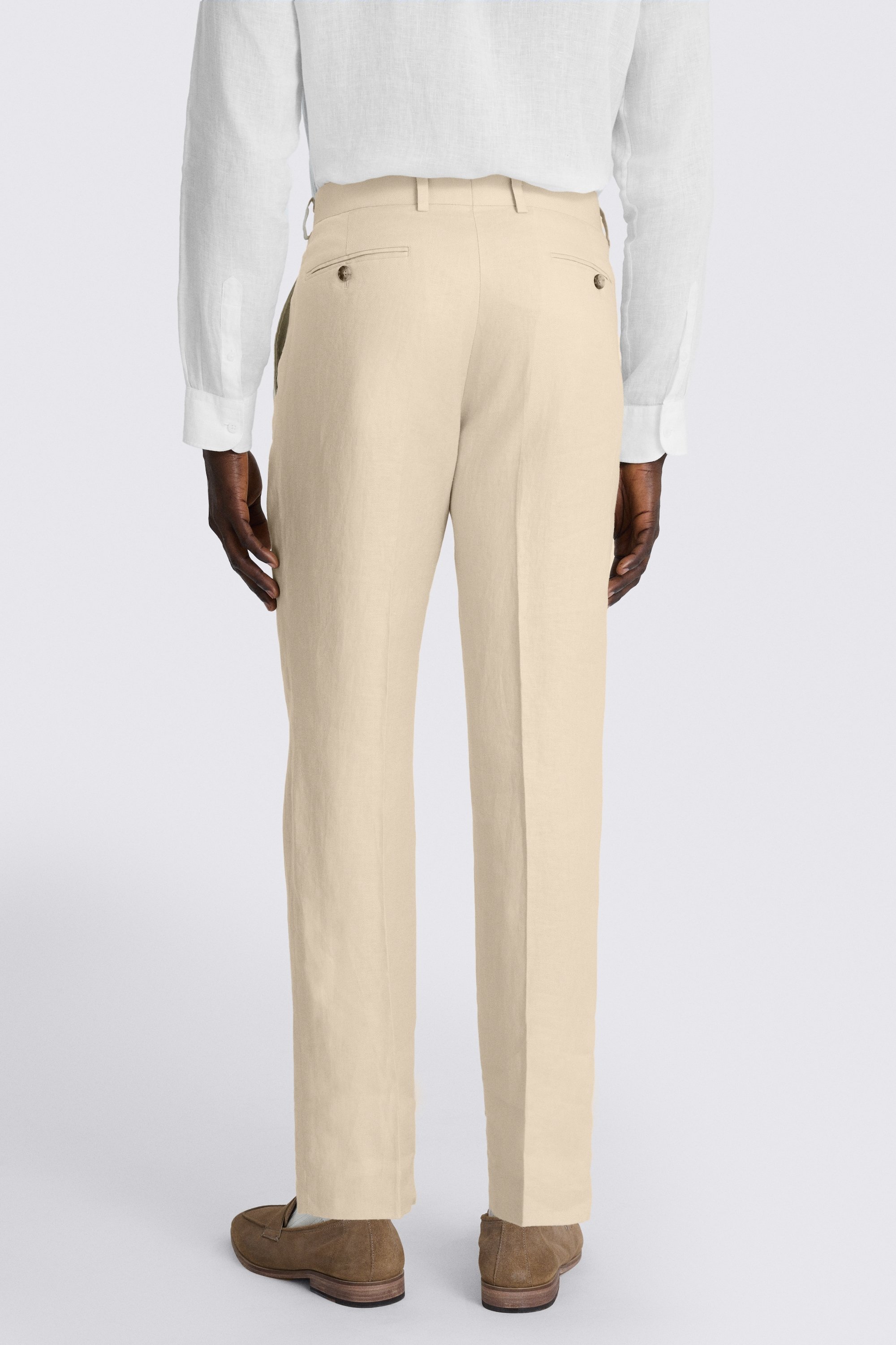 Tailored Fit Neutral Twill Linen Trouser