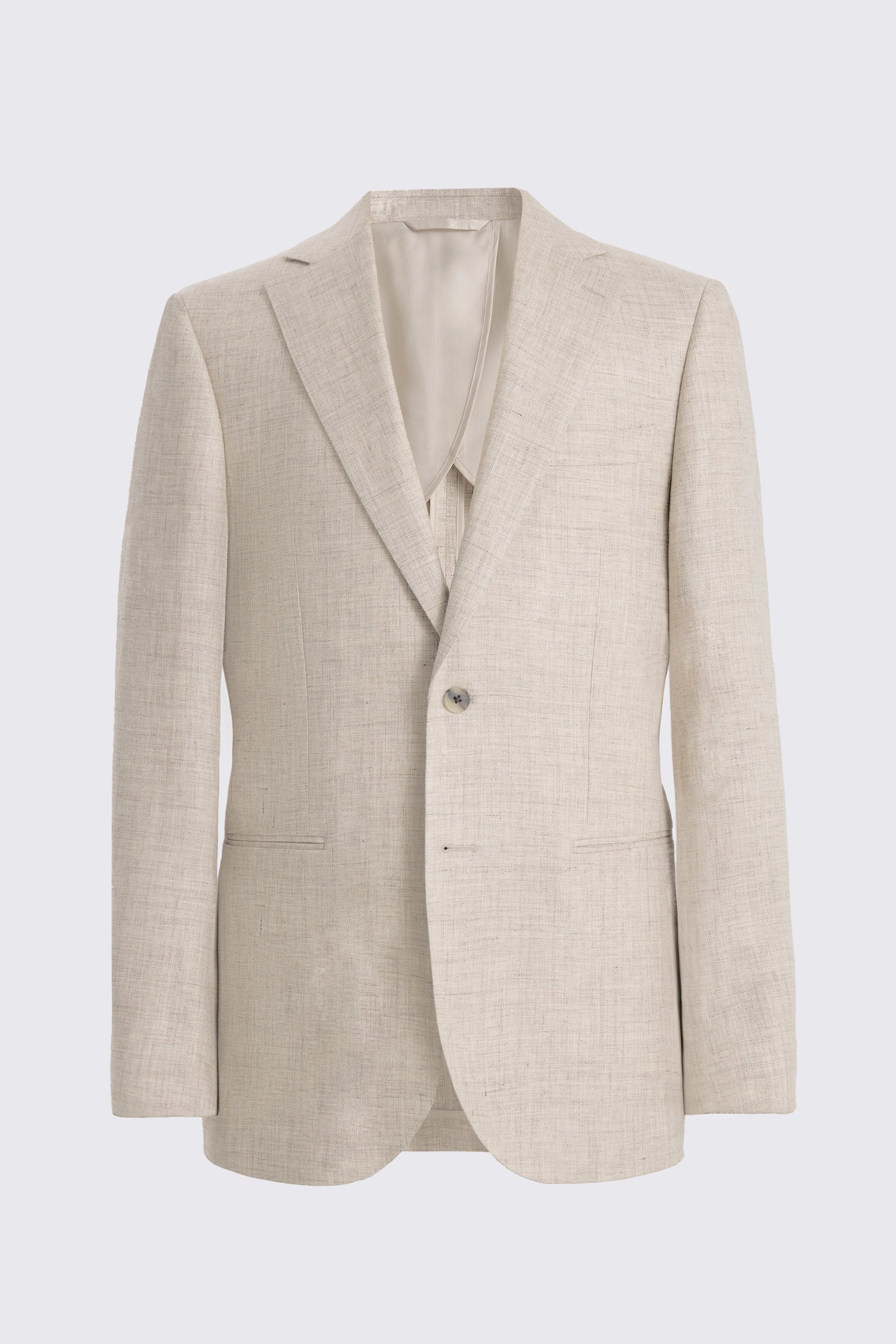 Tailored Fit Neutral Delave Linen Suit