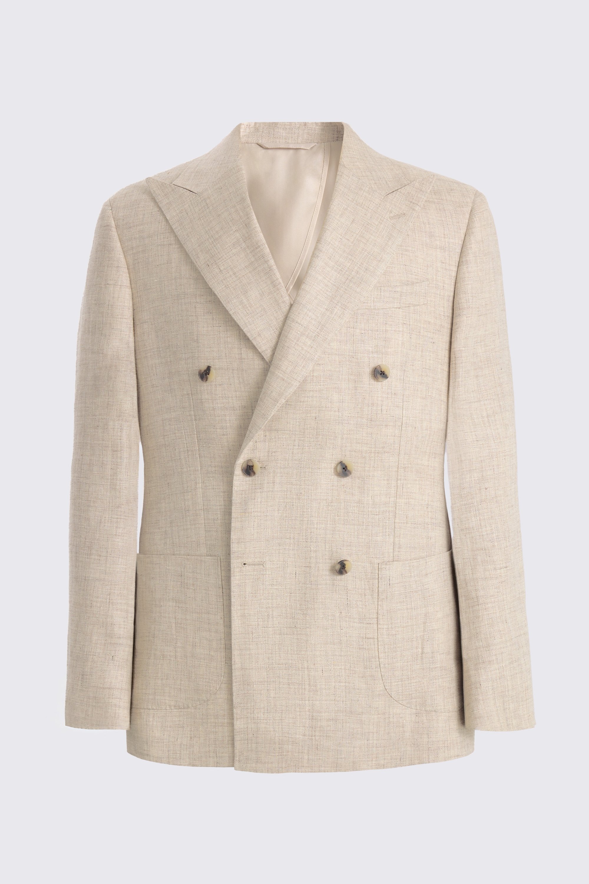 Tailored Fit Neutral Delave Linen Suit
