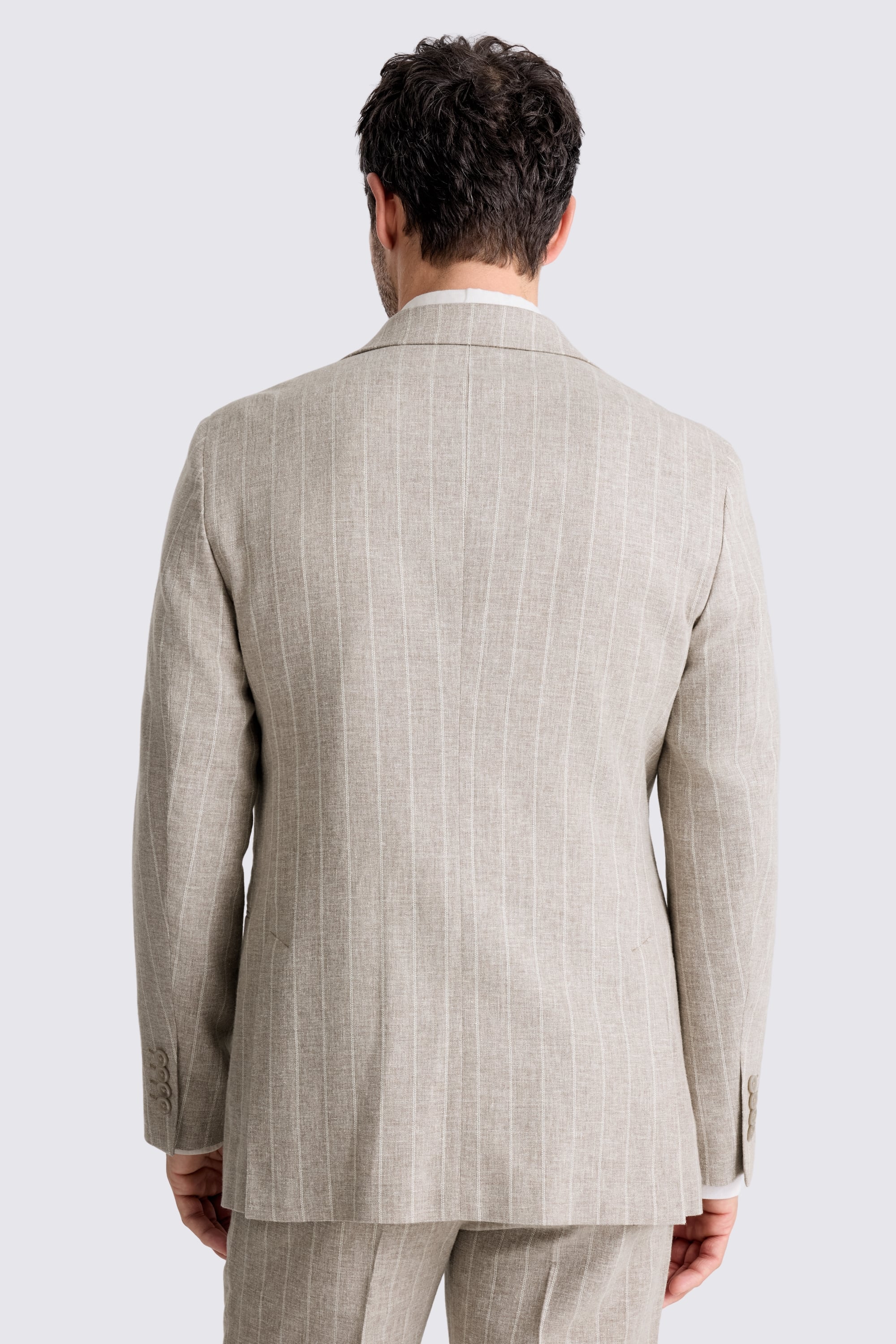 Tailored Fit Taupe Stripe Linen Suit