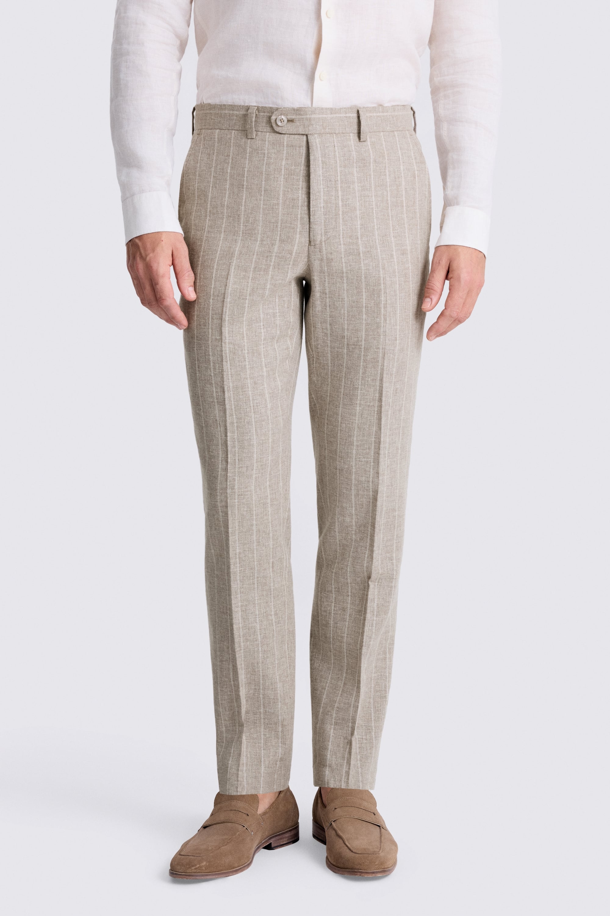 Tailored Fit Taupe Stripe Linen Suit
