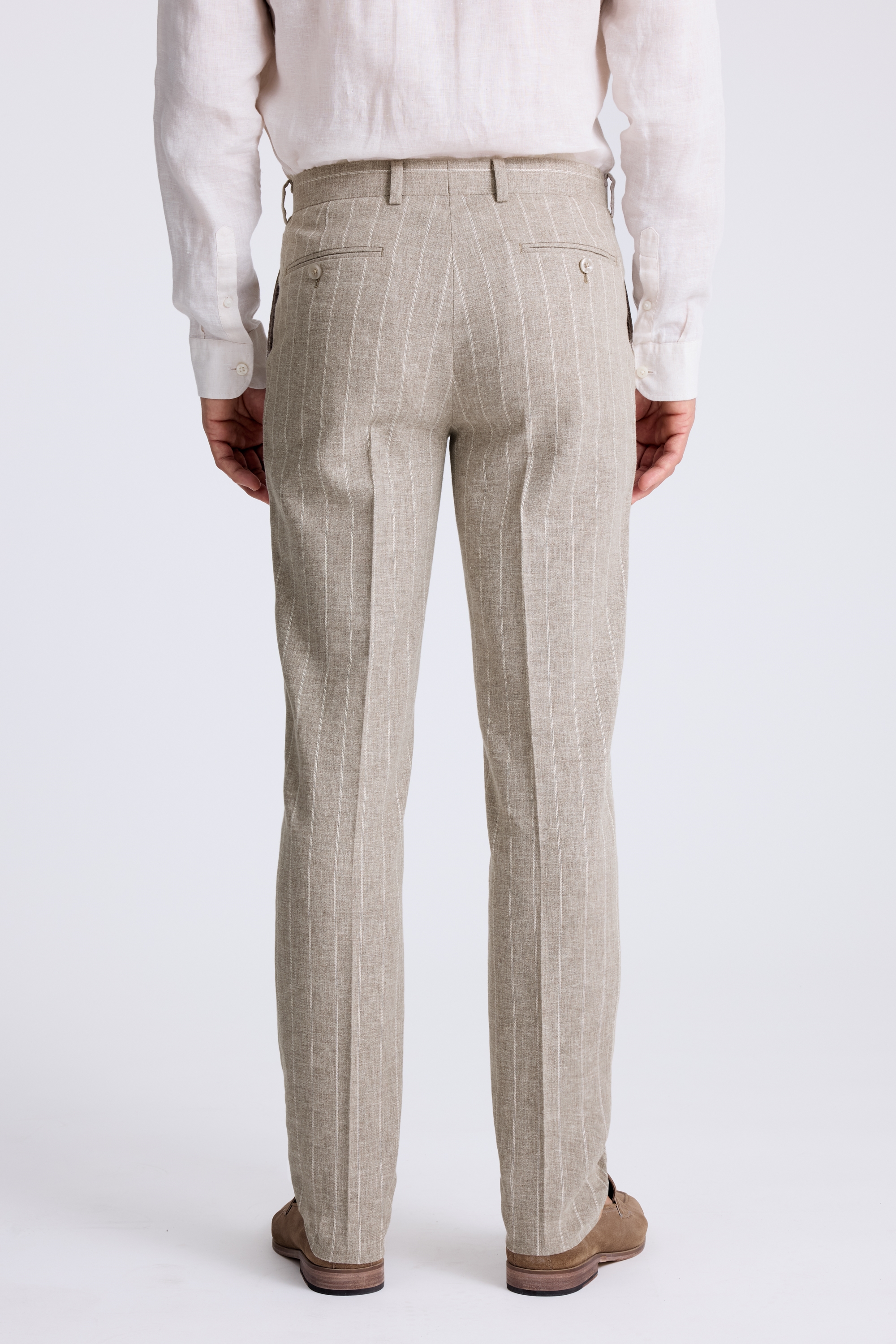 Tailored Fit Taupe Stripe Pant