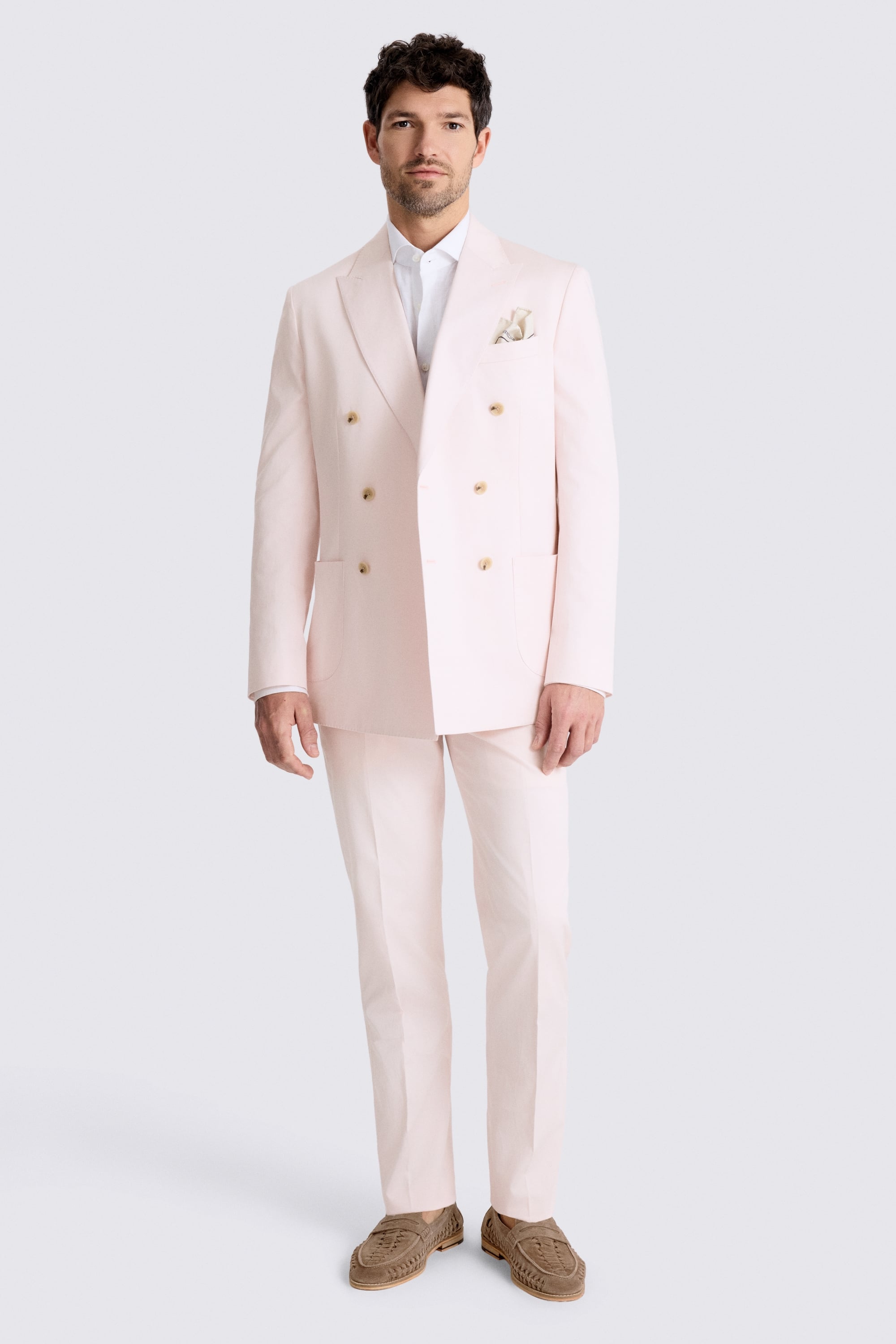 Tailored Fit Pale Pink Cotton Suit Jacket