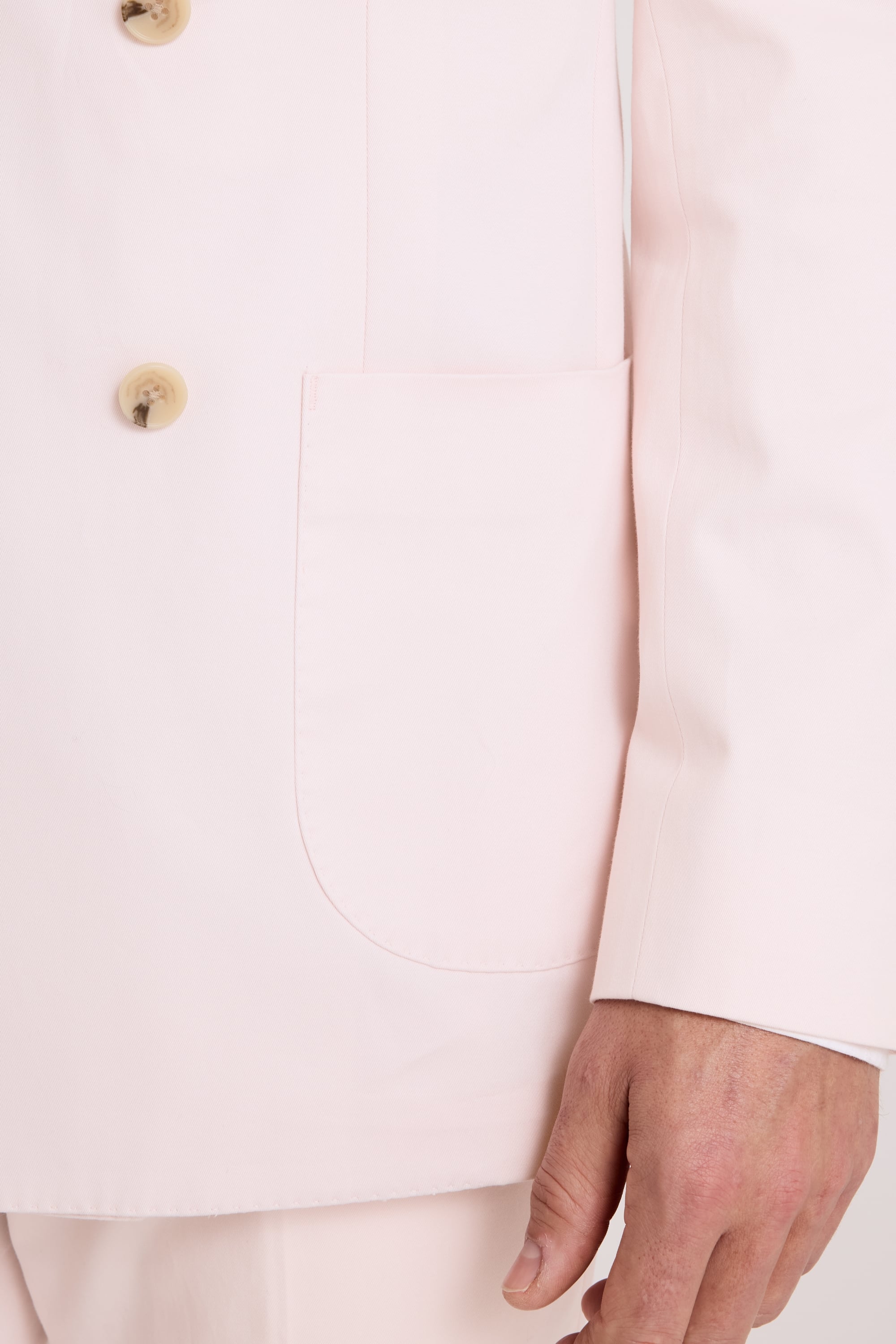 Tailored Fit Pale Pink Cotton Suit Jacket