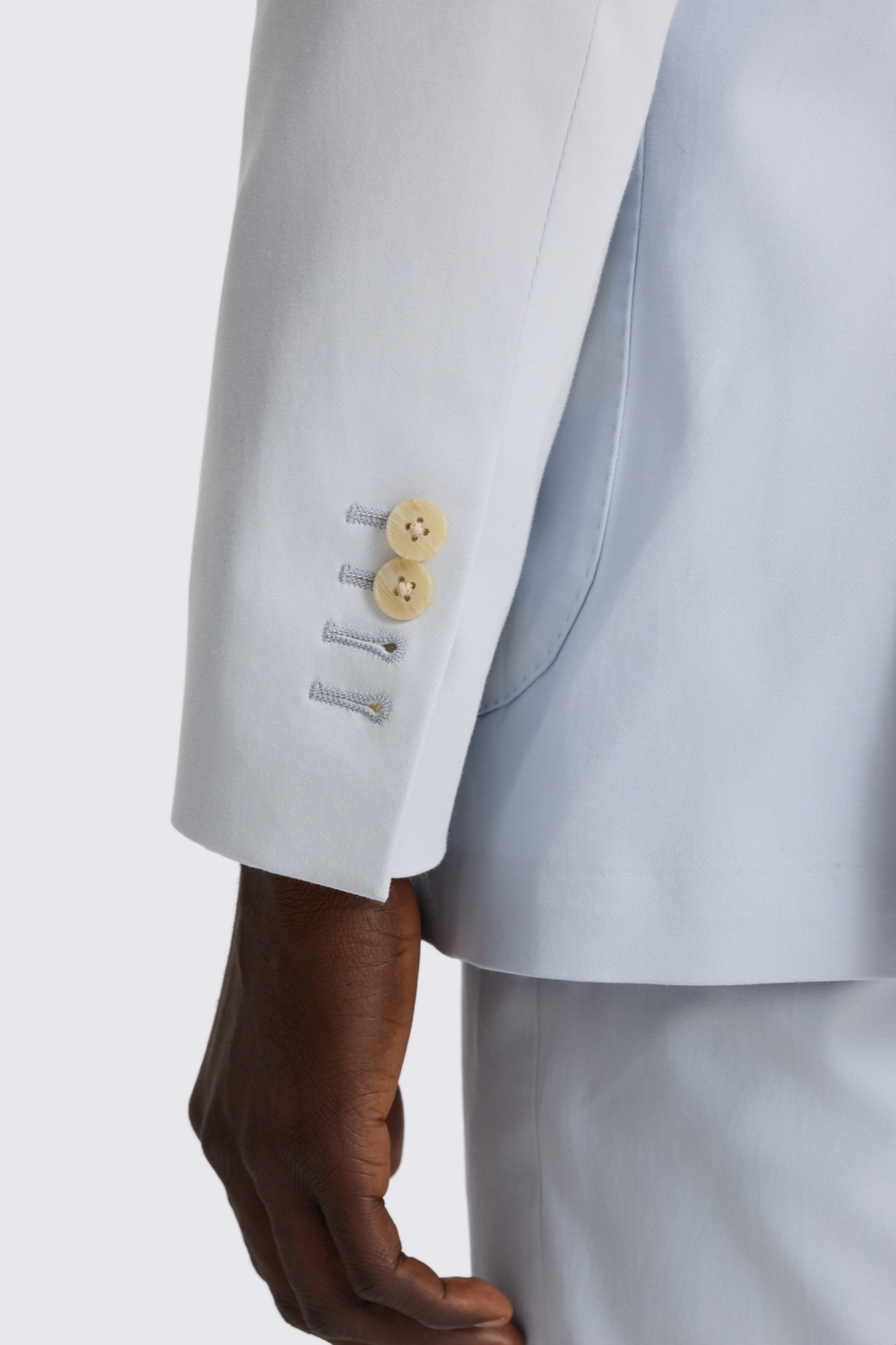 Tailored Fit Pale Blue Cotton Suit Jacket