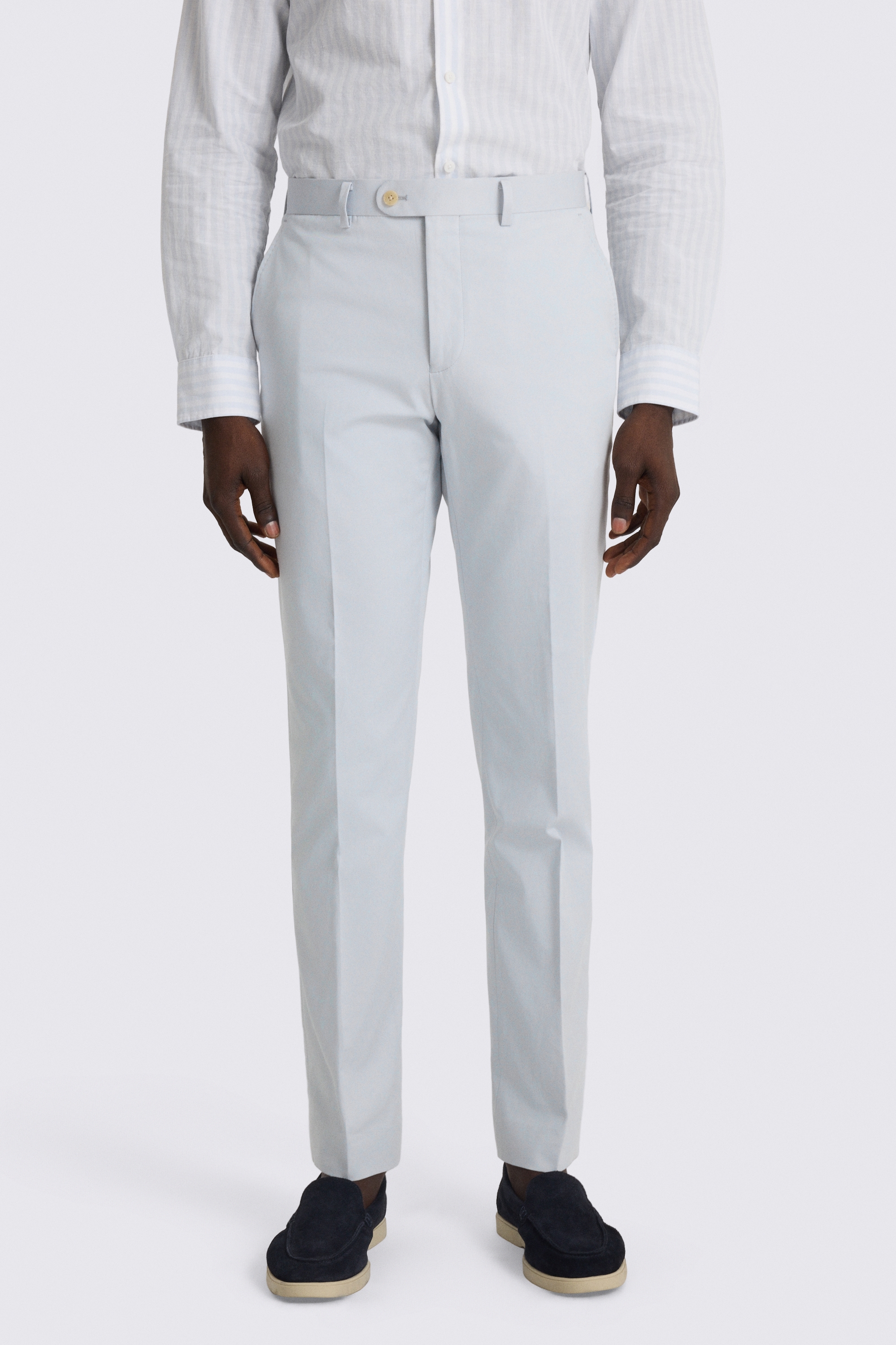 Tailored Fit Pale Blue Cotton Trouser 