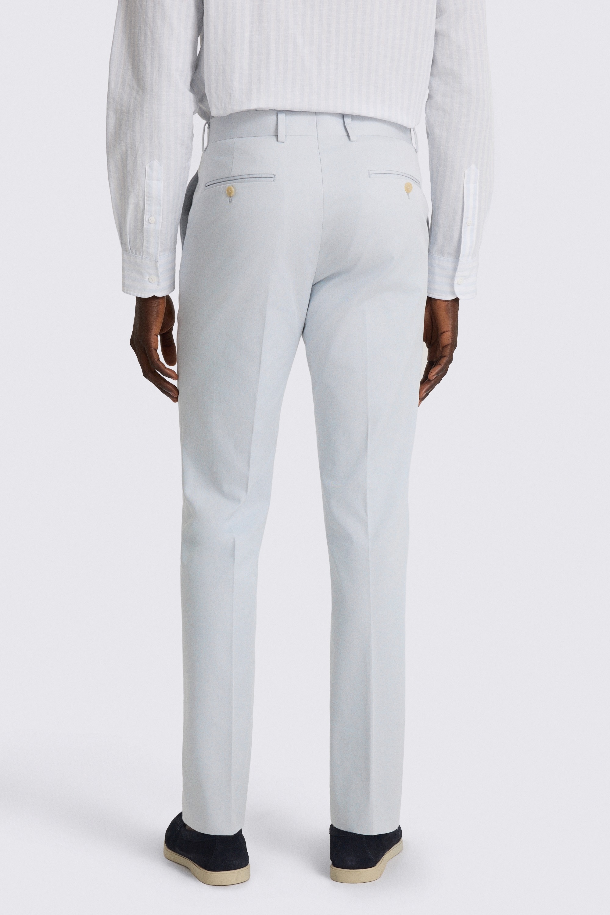 Tailored Fit Pale Blue Cotton Trouser 