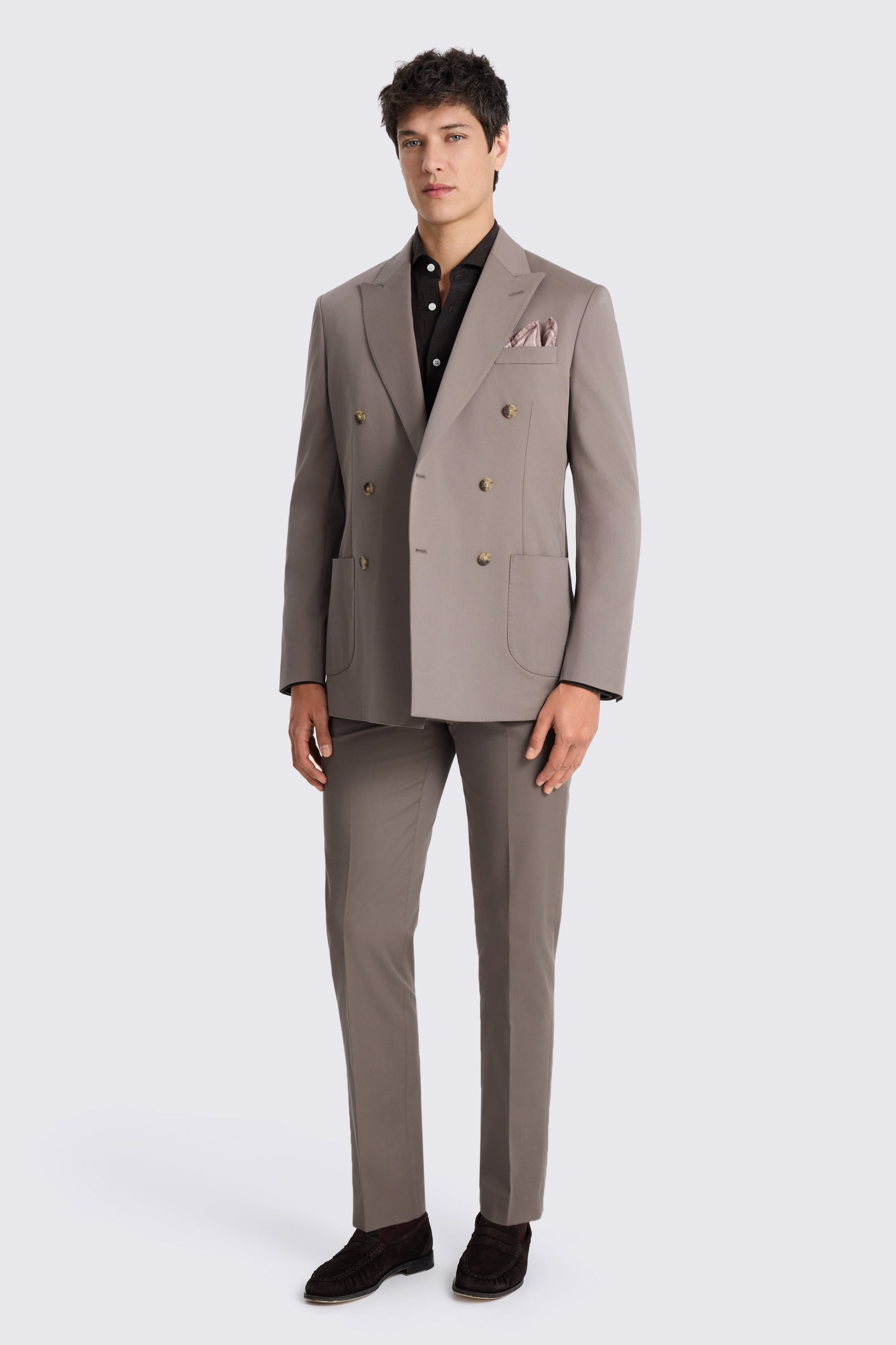Tailored Fit Taupe Cotton Suit Jacket 