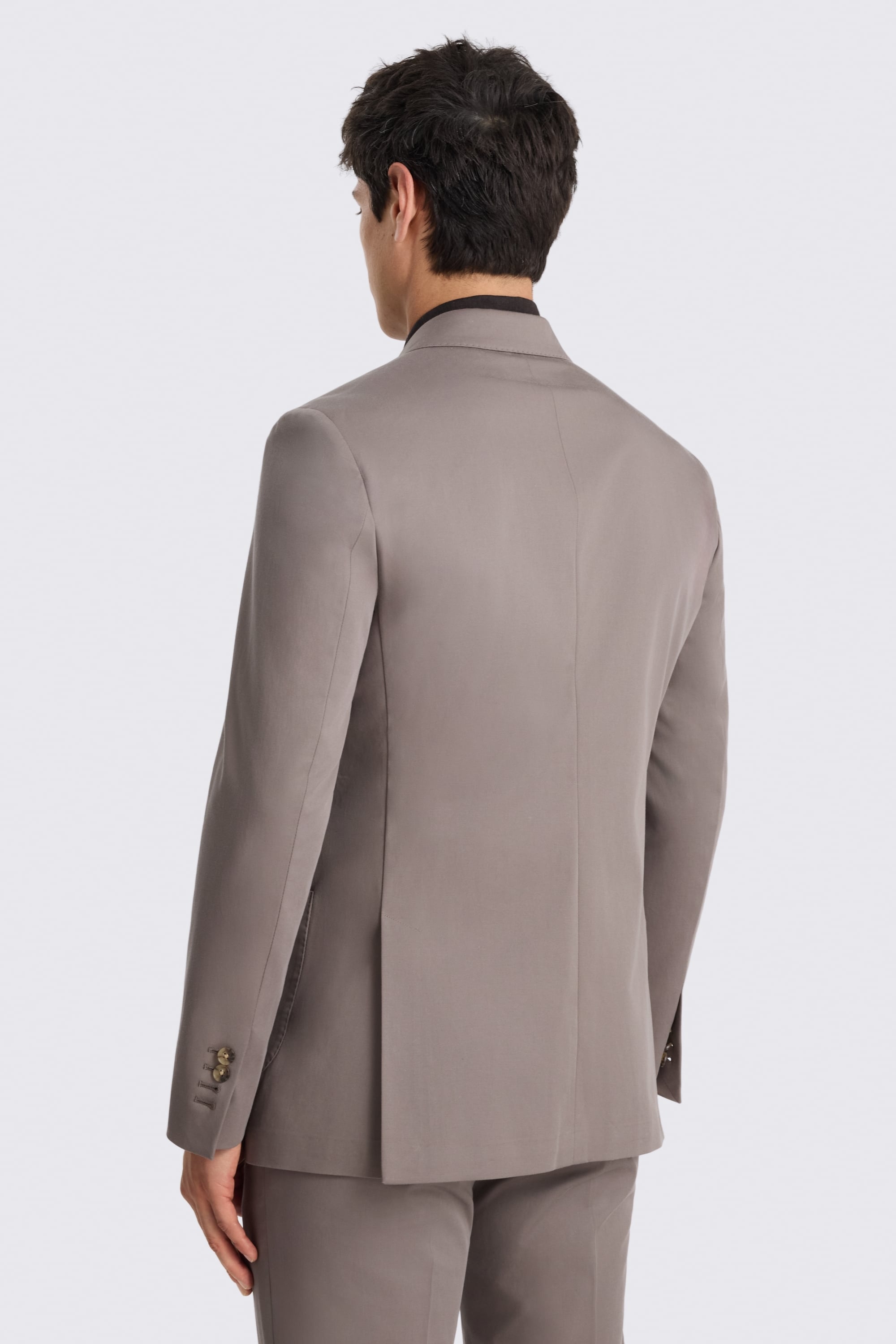Tailored Fit Taupe Cotton Suit Jacket 