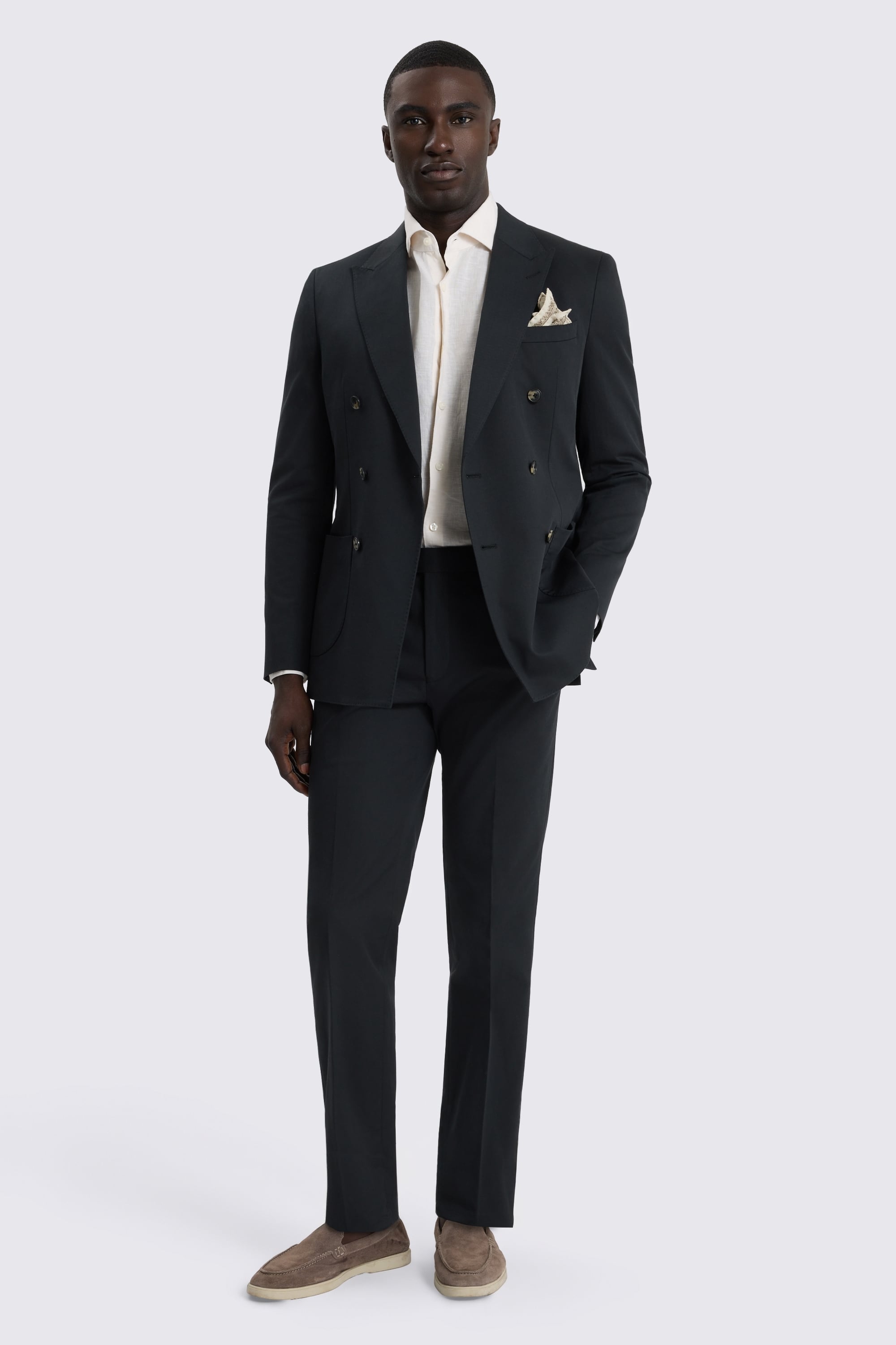 Slim Fit Black Cotton Suit Jacket 