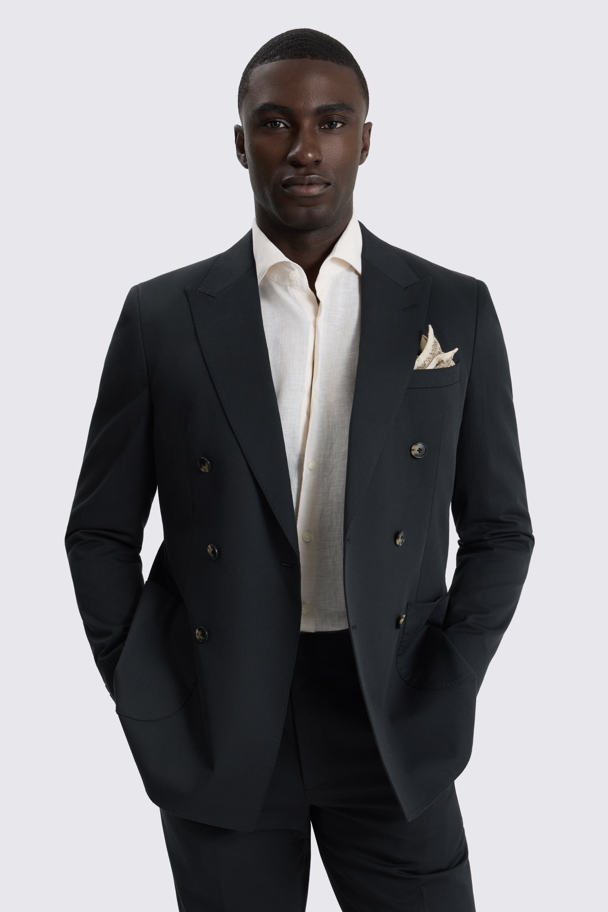 Slim Fit Black Cotton Suit Jacket 