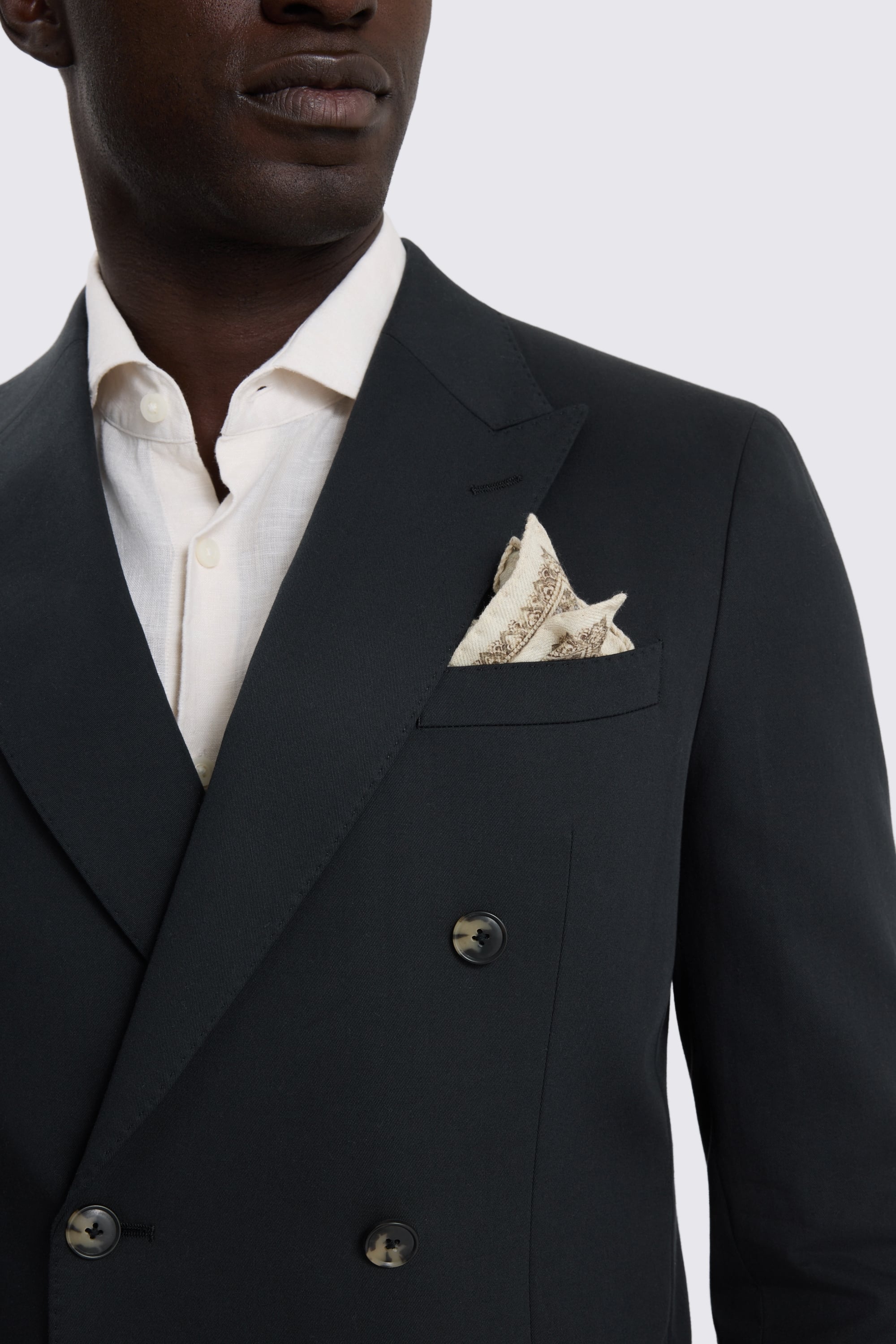 Slim Fit Black Cotton Suit Jacket 