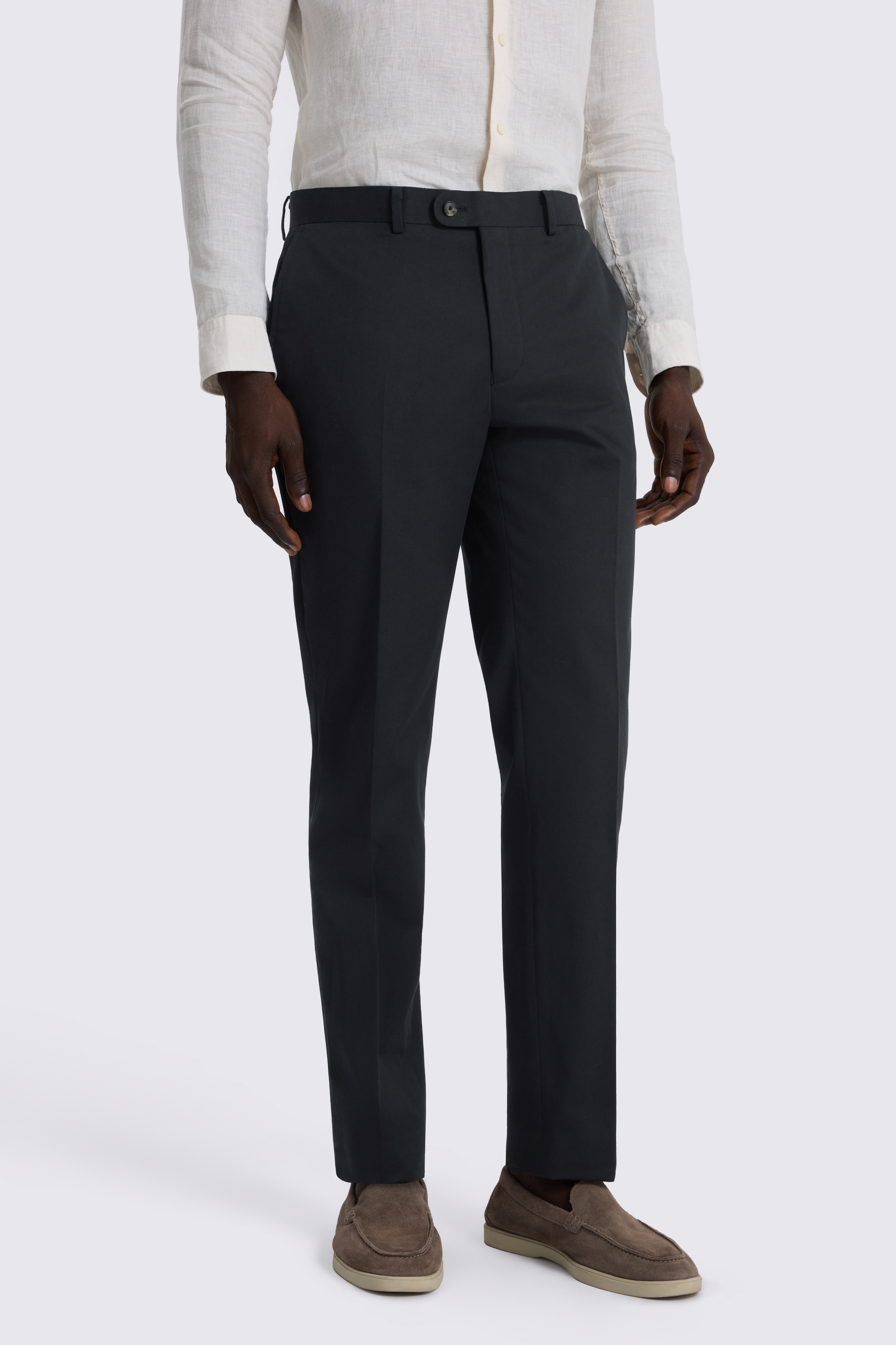 Slim Fit Black Cotton Trouser