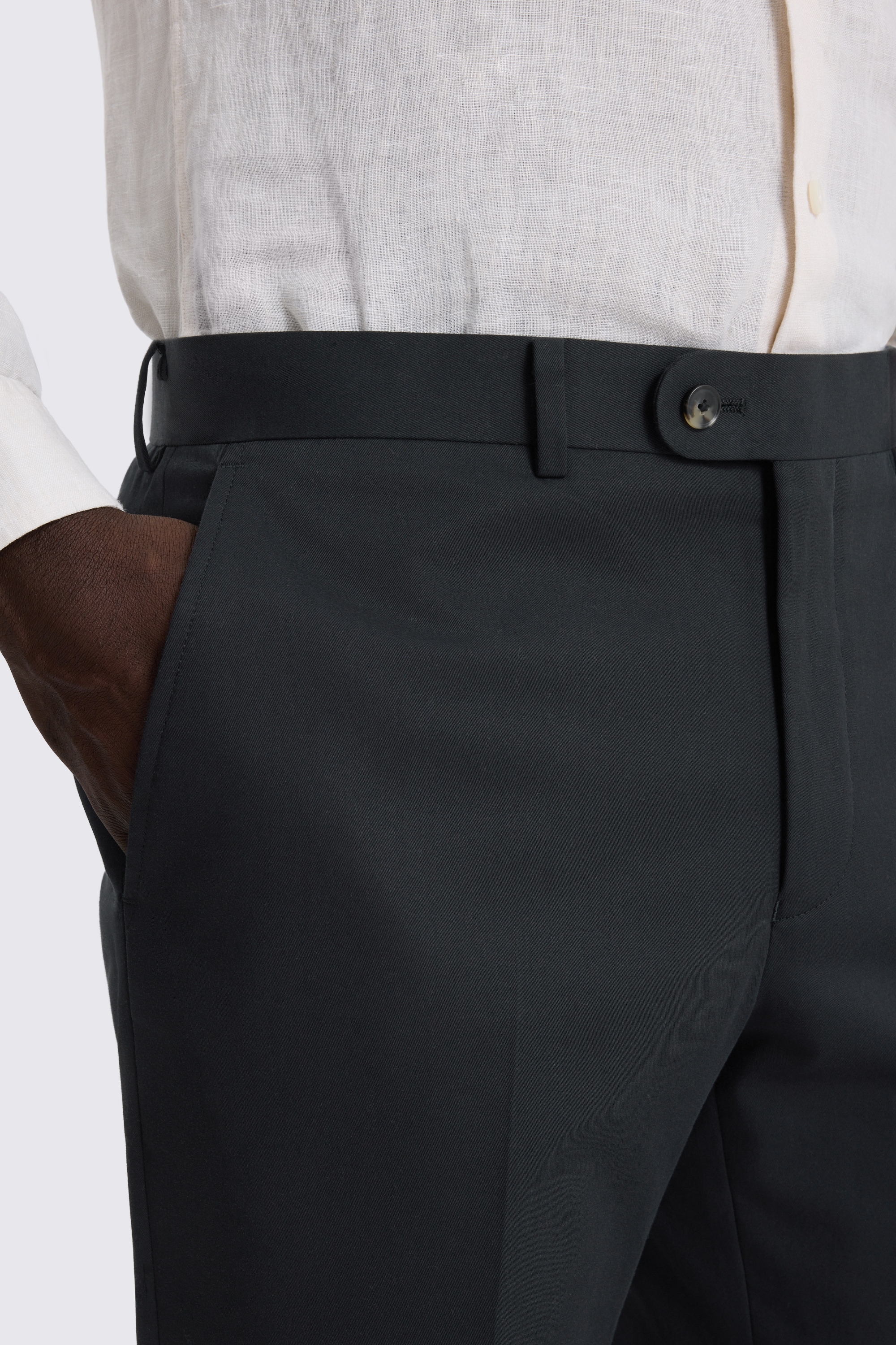 Slim Fit Black Cotton Trouser
