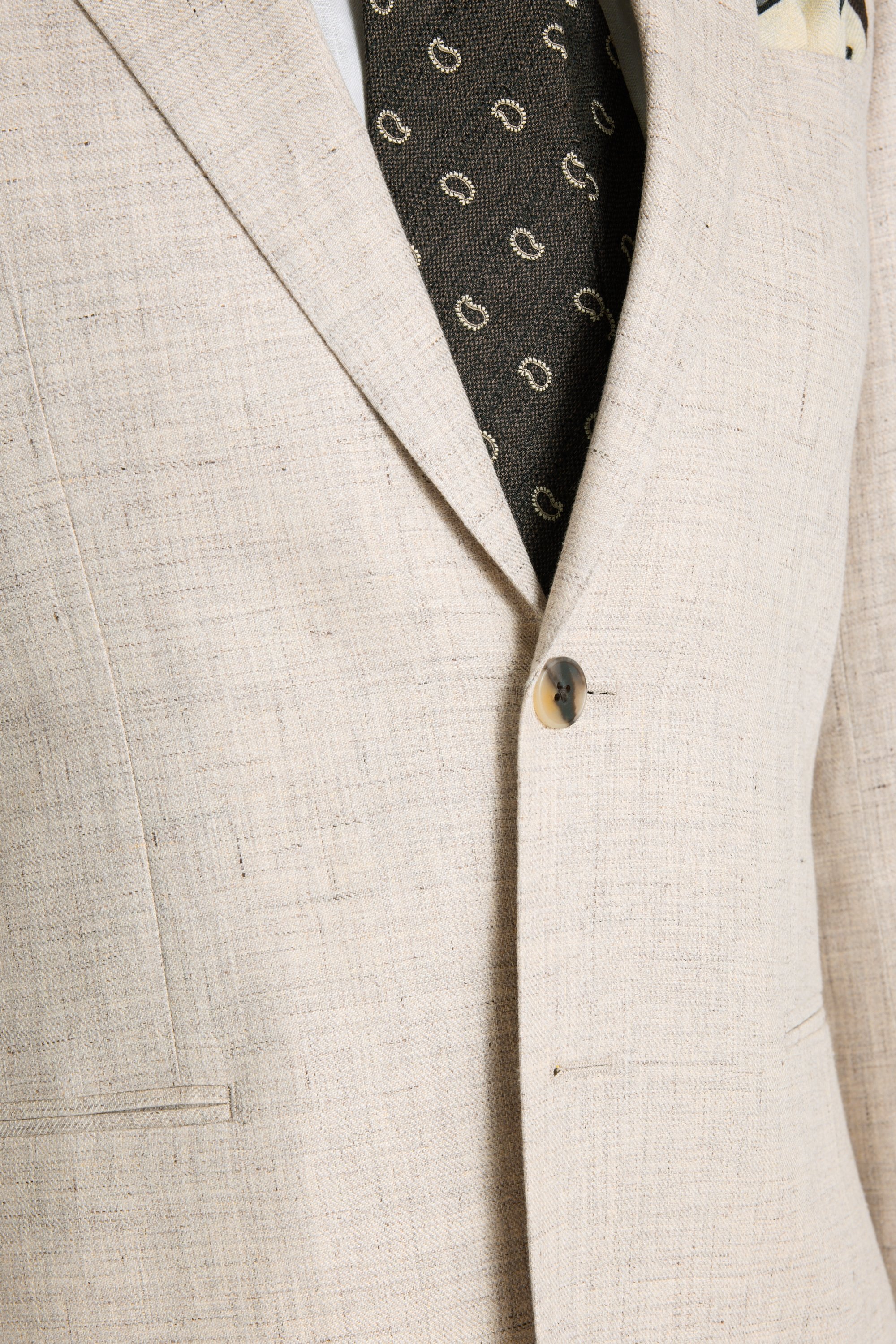 Slim Fit Neutral Delave Linen Suit