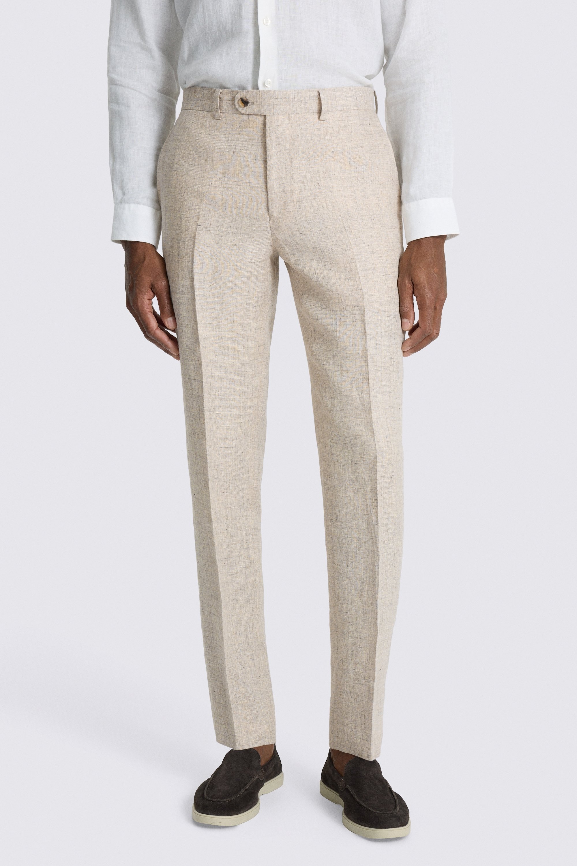 Slim Fit Neutral Delave Linen Suit