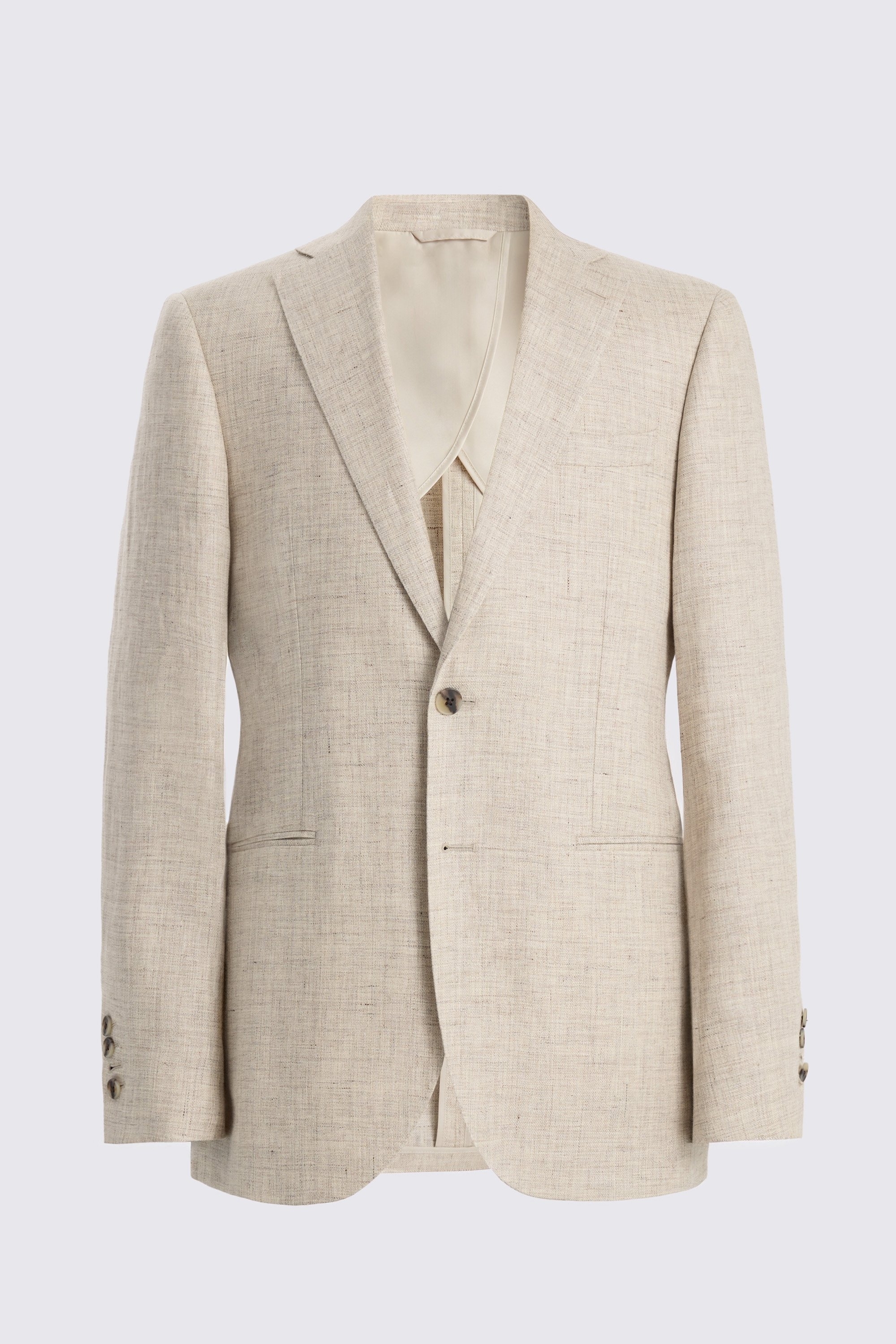 Slim Fit Neutral Delave Linen Suit