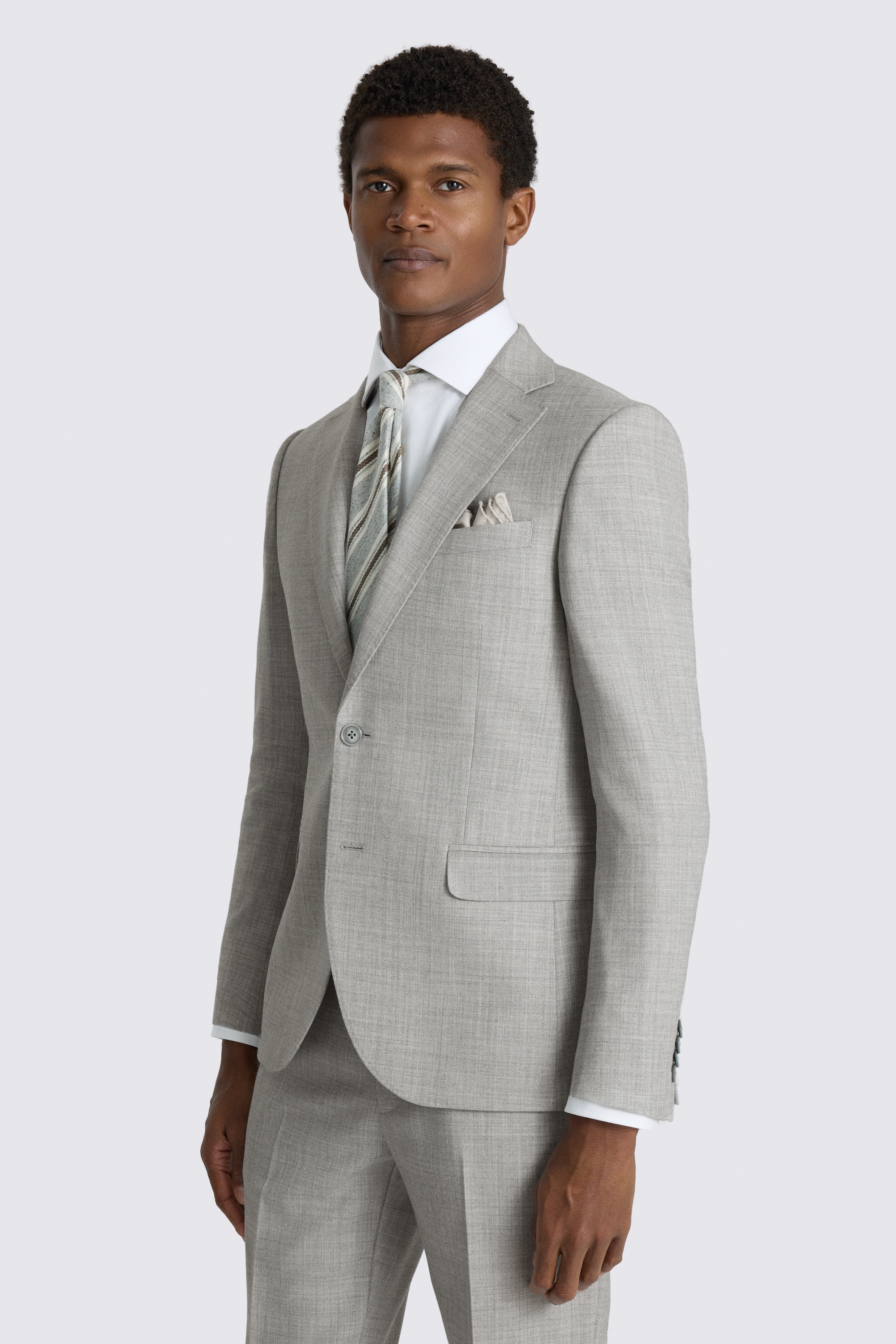 Slim Fit Light Grey Marl Suit