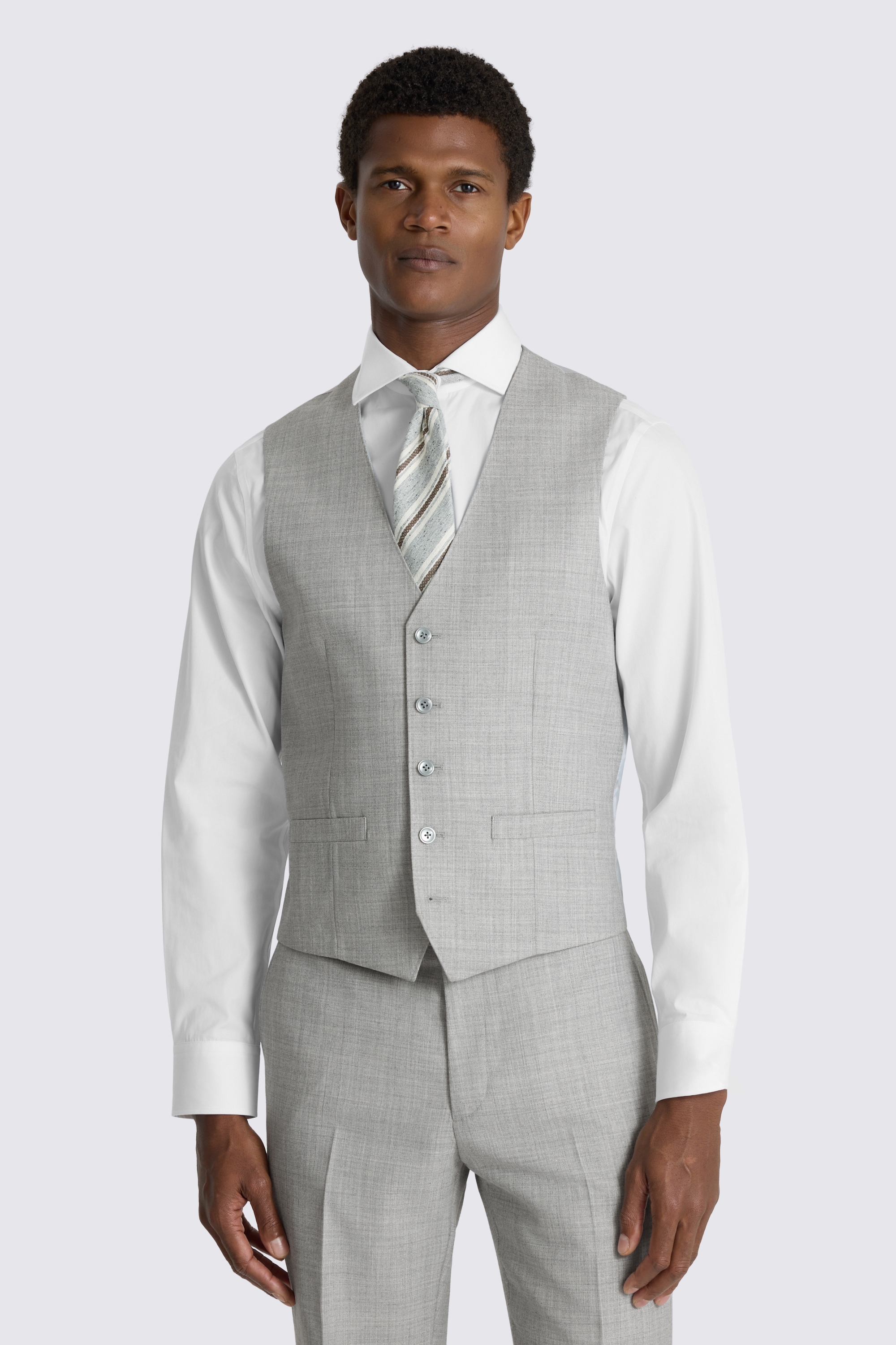Slim Fit Light Grey Marl Suit