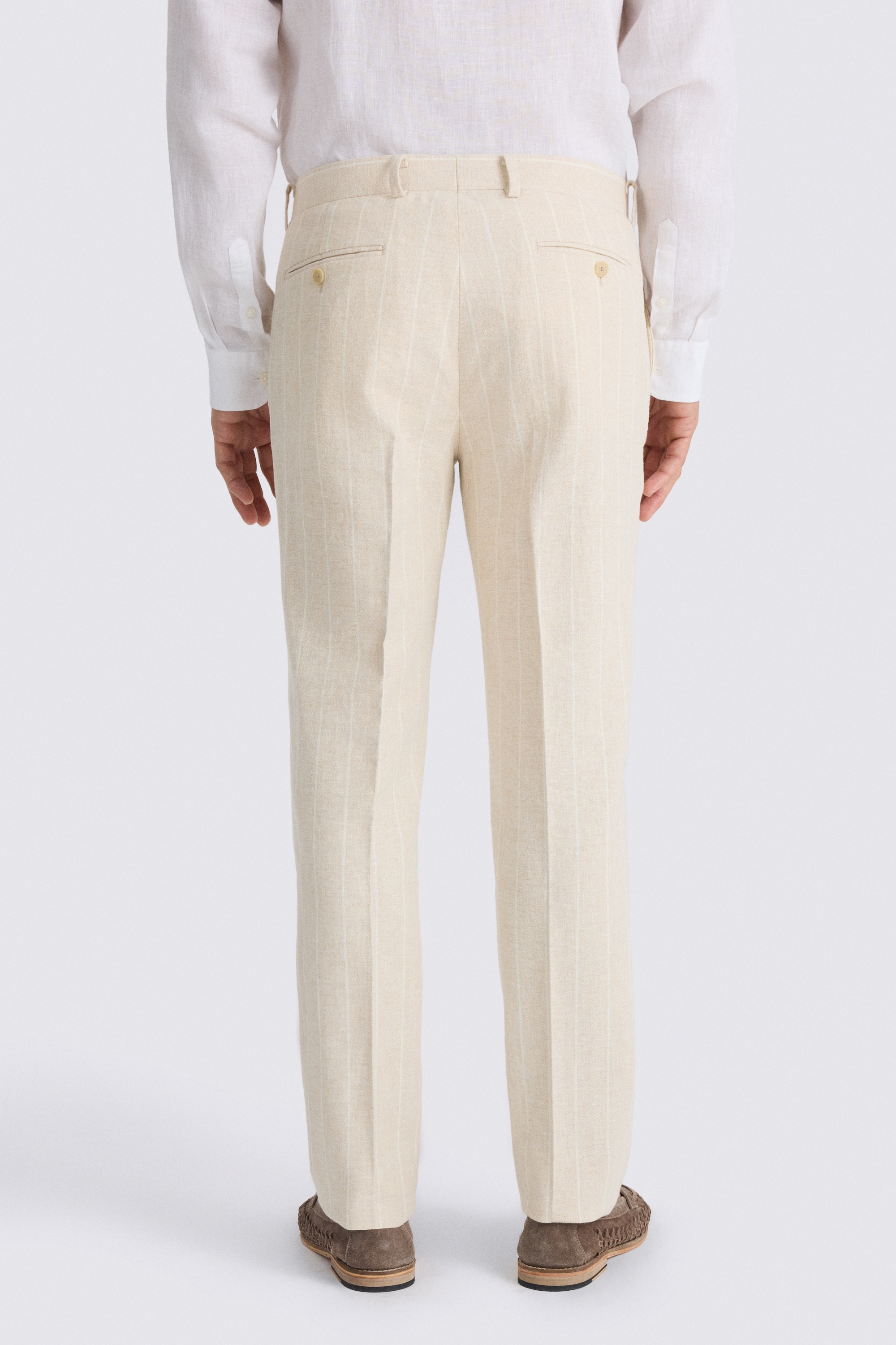 Slim Fit Light Camel Stripe Trouser
