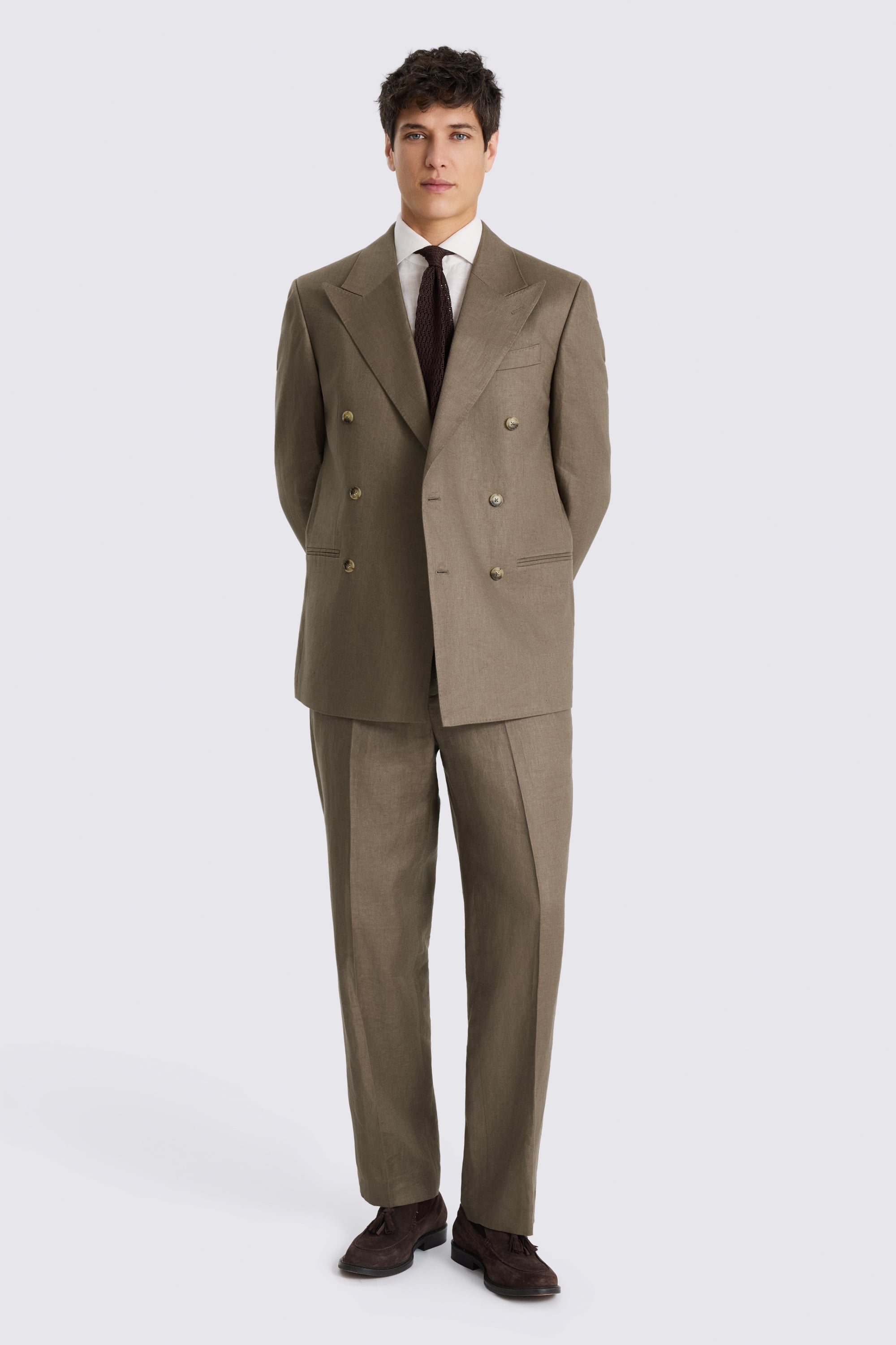 Relaxed Fit Taupe Linen Jacket 