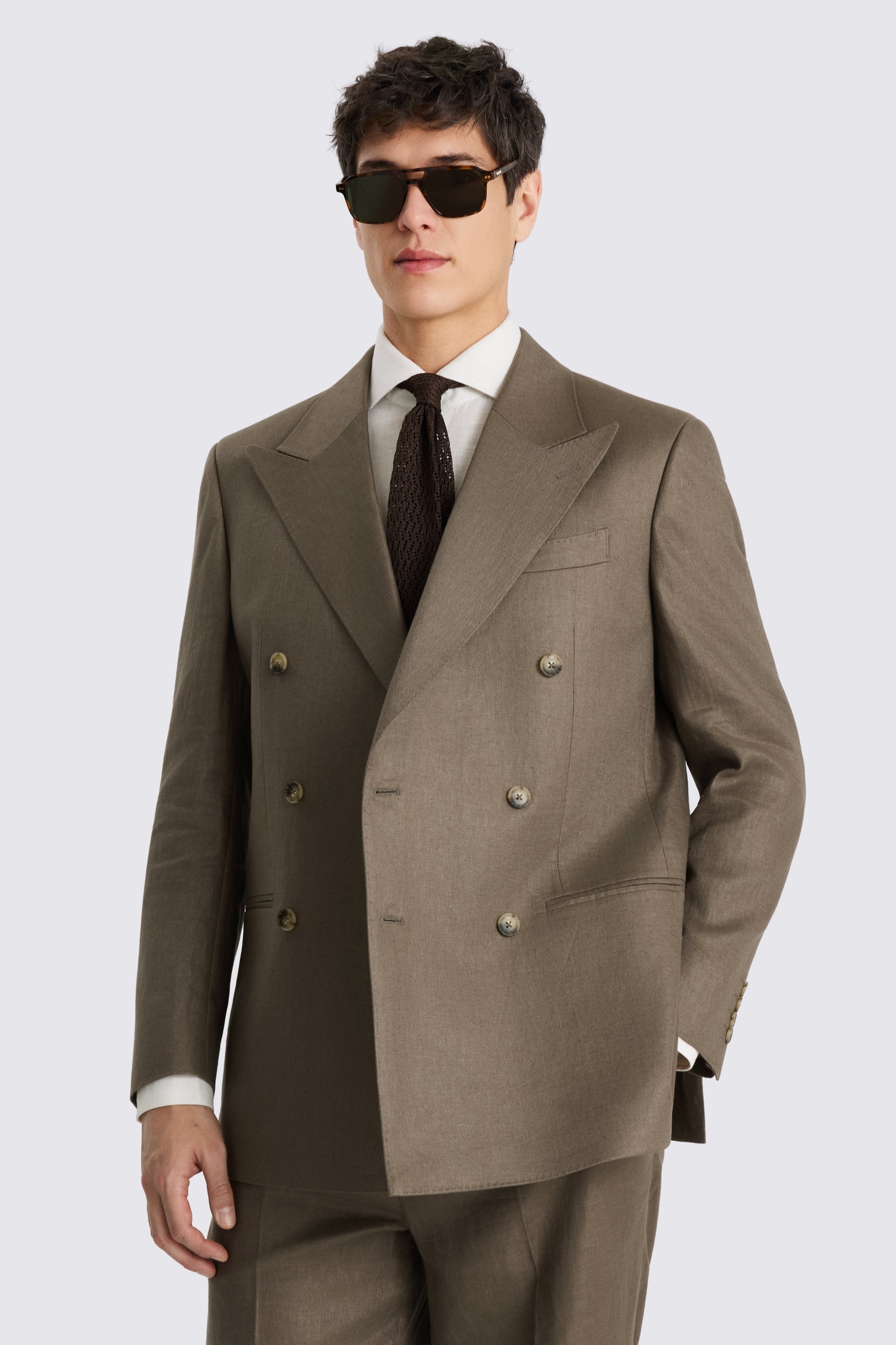 Relaxed Fit Taupe Linen Jacket 