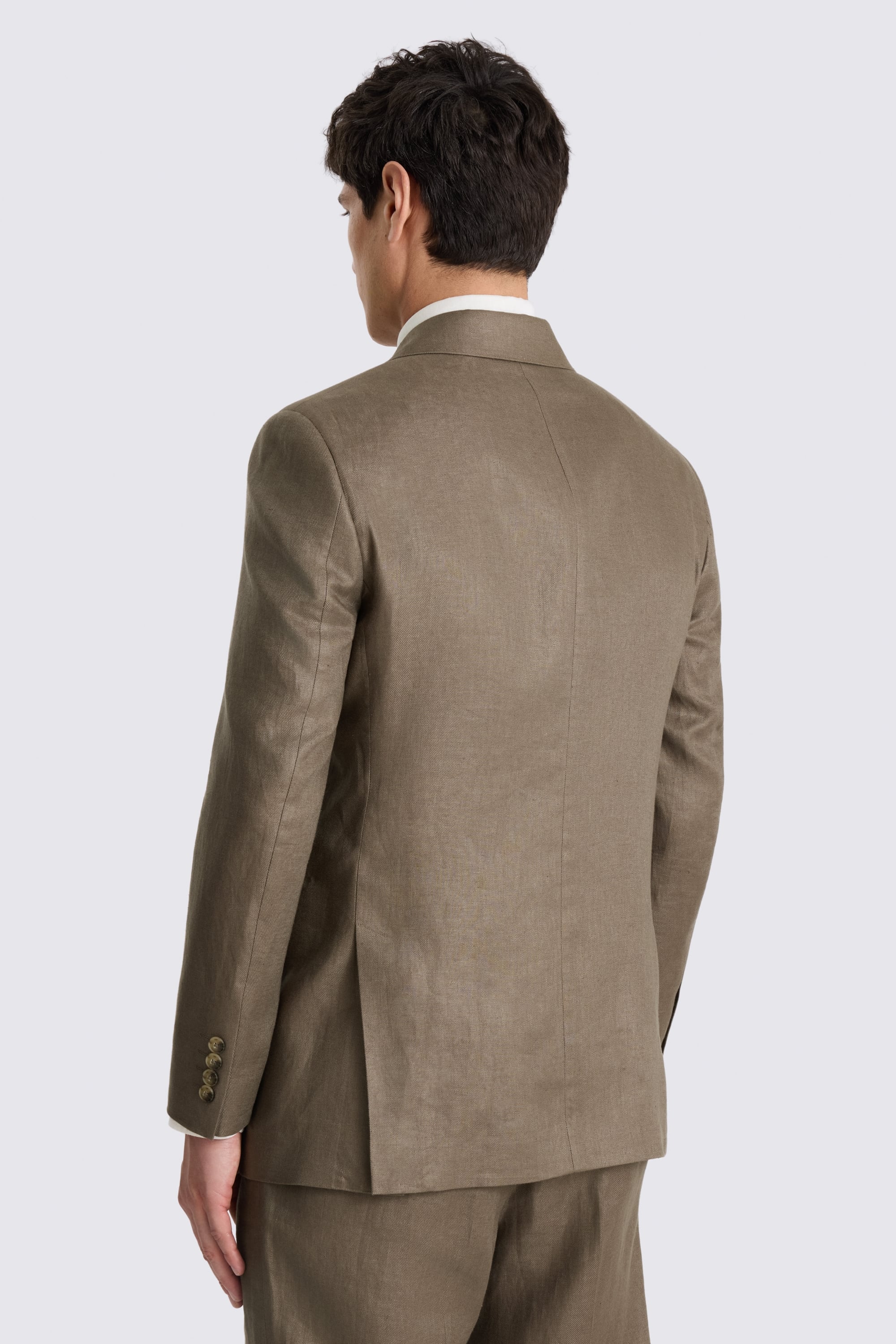 Relaxed Fit Taupe Linen Jacket 