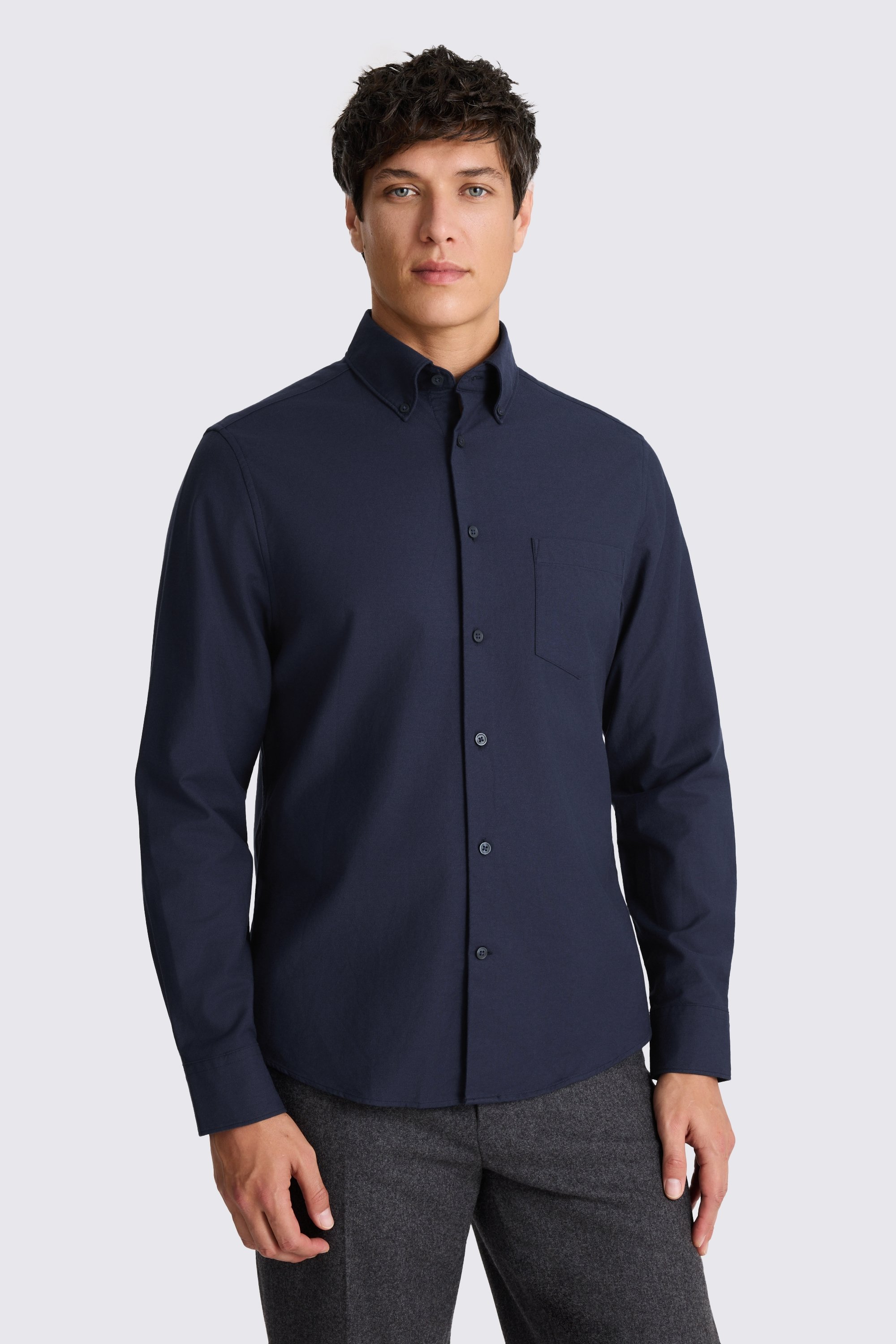 Navy Washed Oxford Shirt