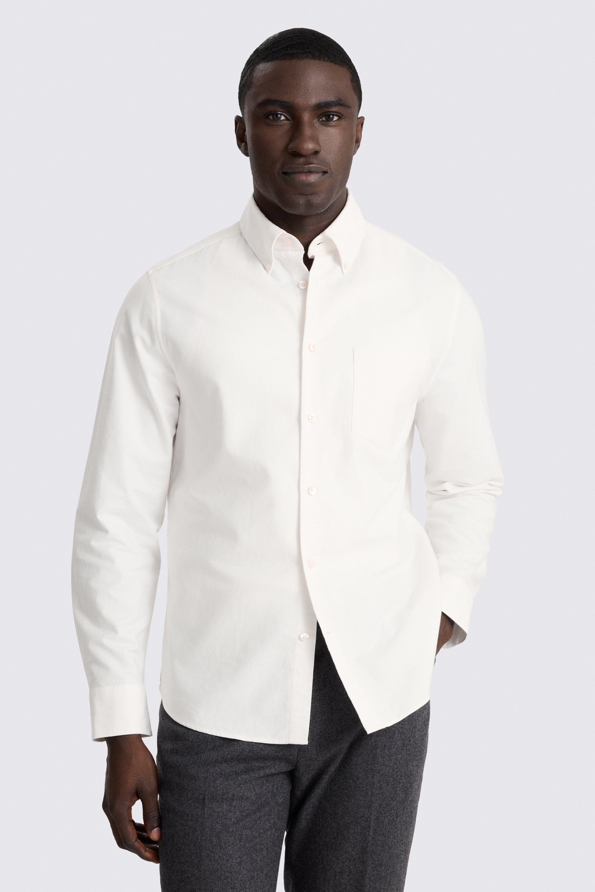 Off White Washed Oxford Shirt