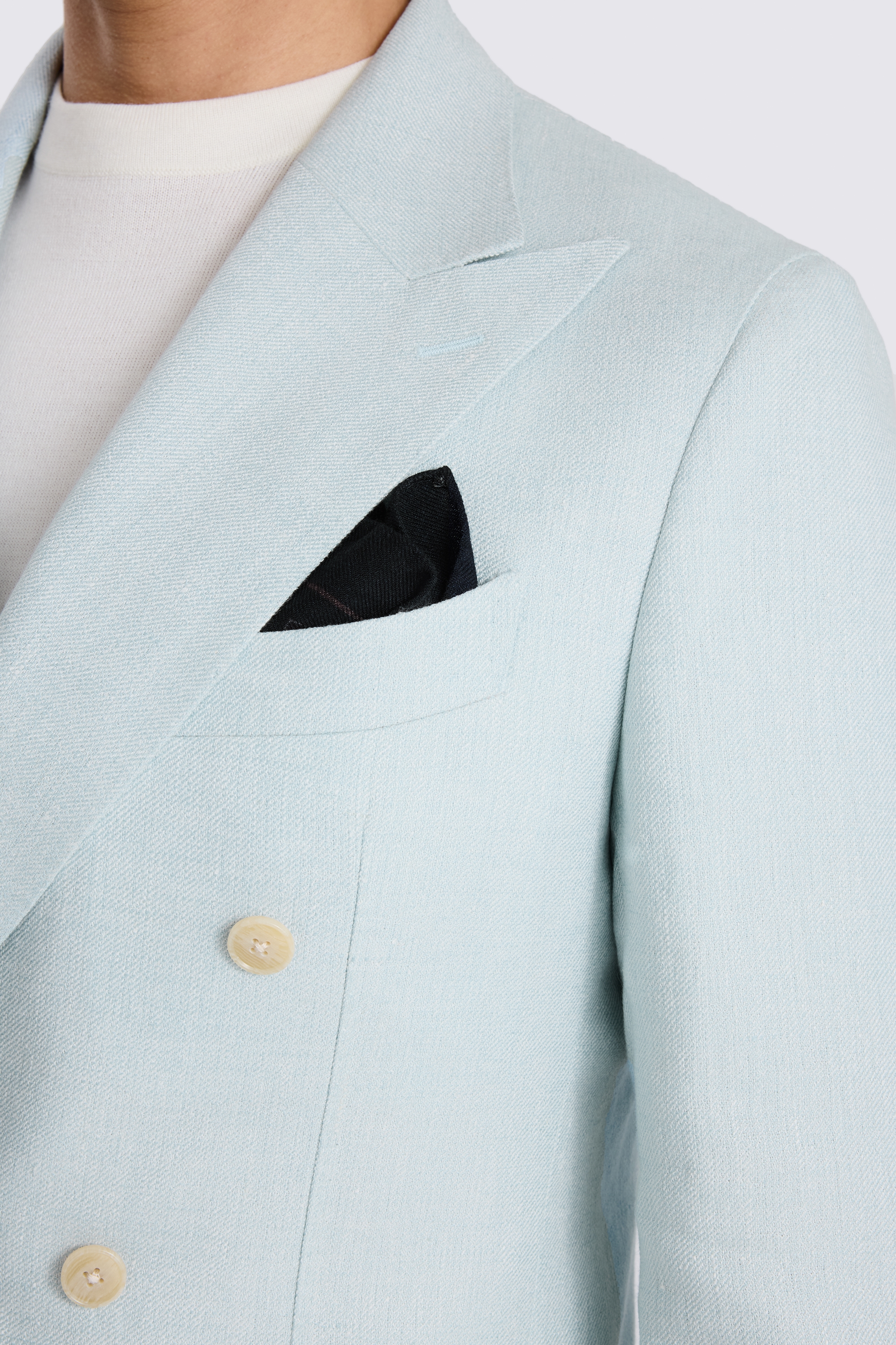 Italian Tailored Fit Aqua Linen-blend Suit Jacket