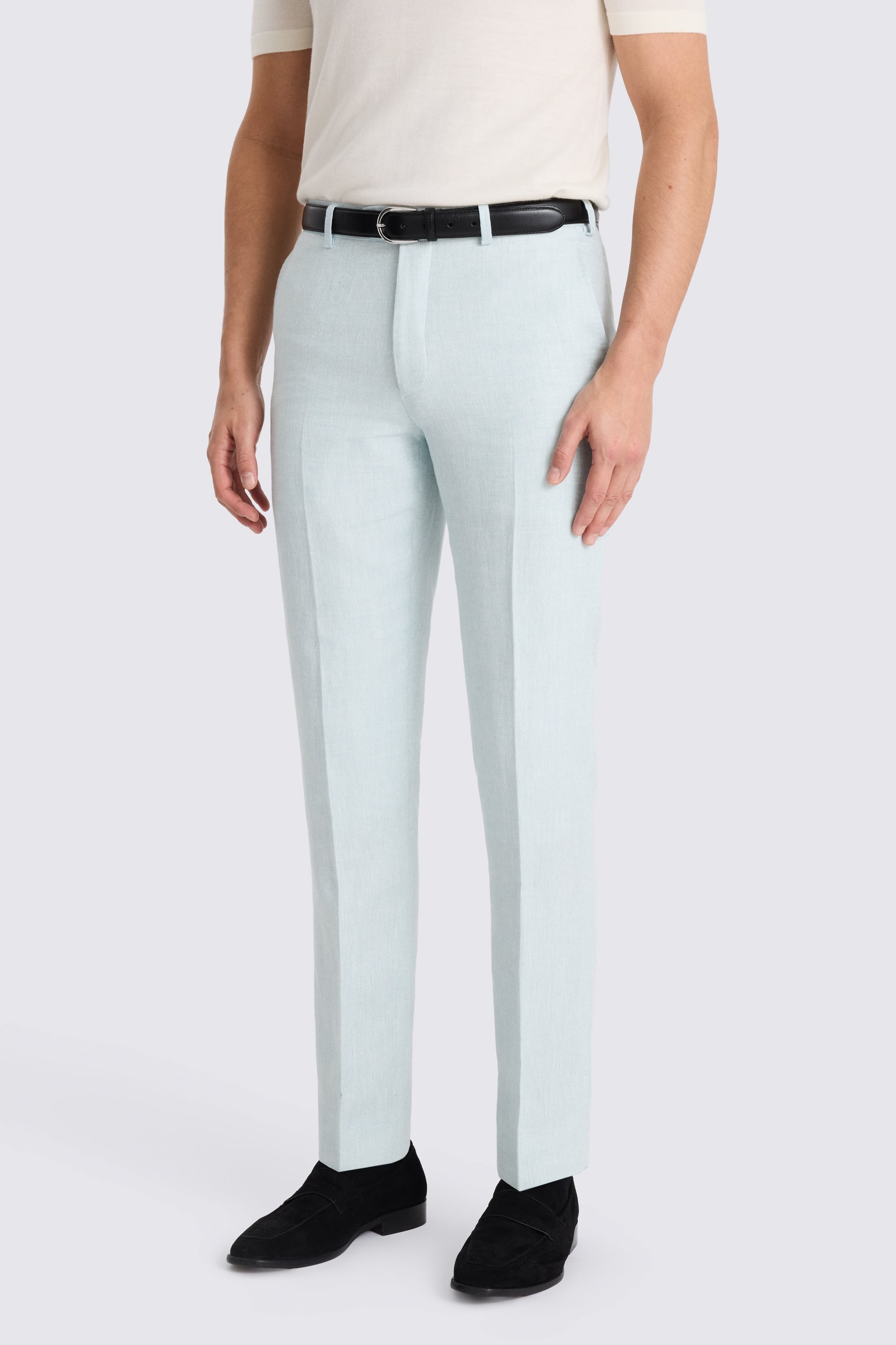 Italian Tailored Fit Aqua Linen-blend Suit Jacket