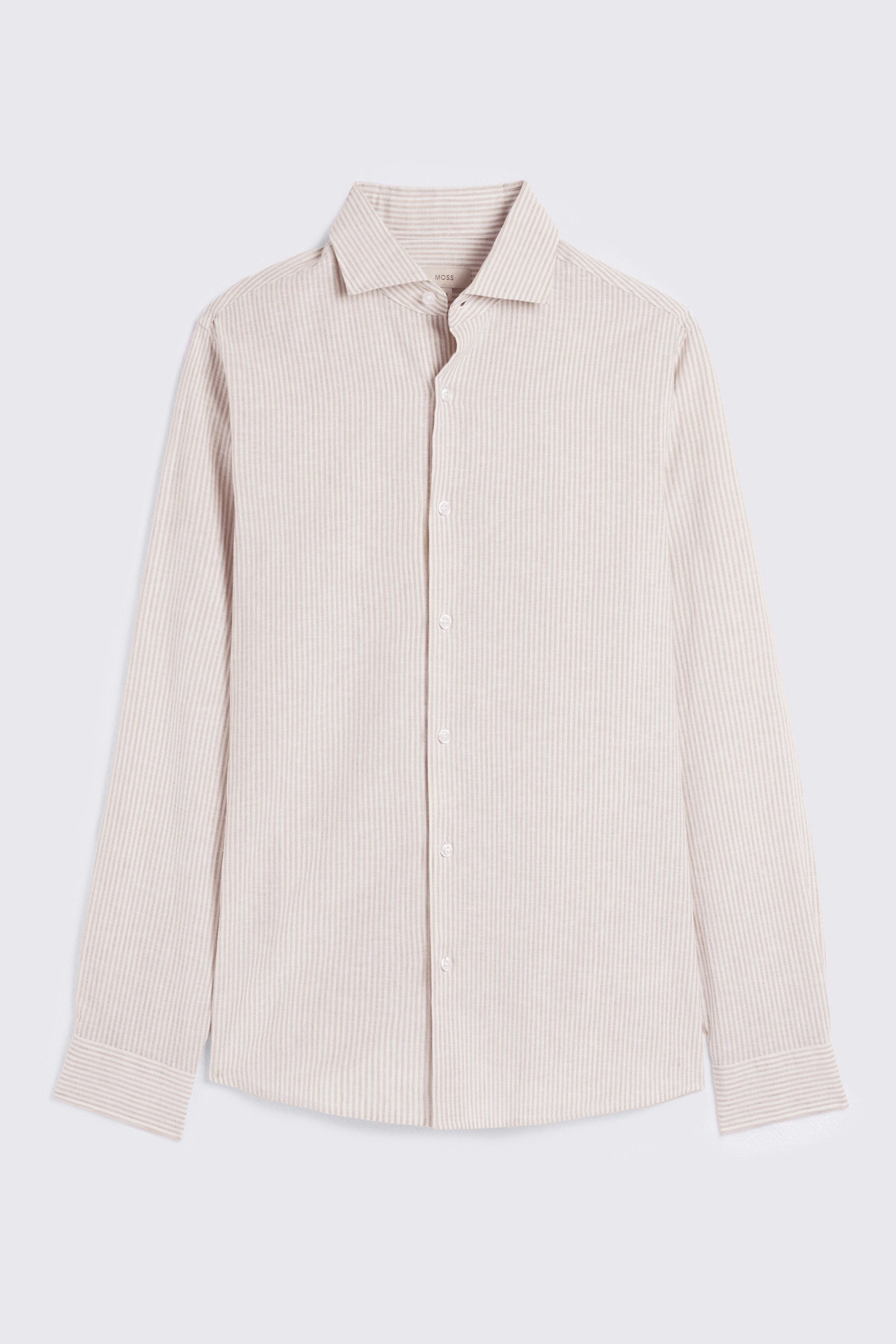 Neutral Narrow Stripe Cotton Linen Shirt
